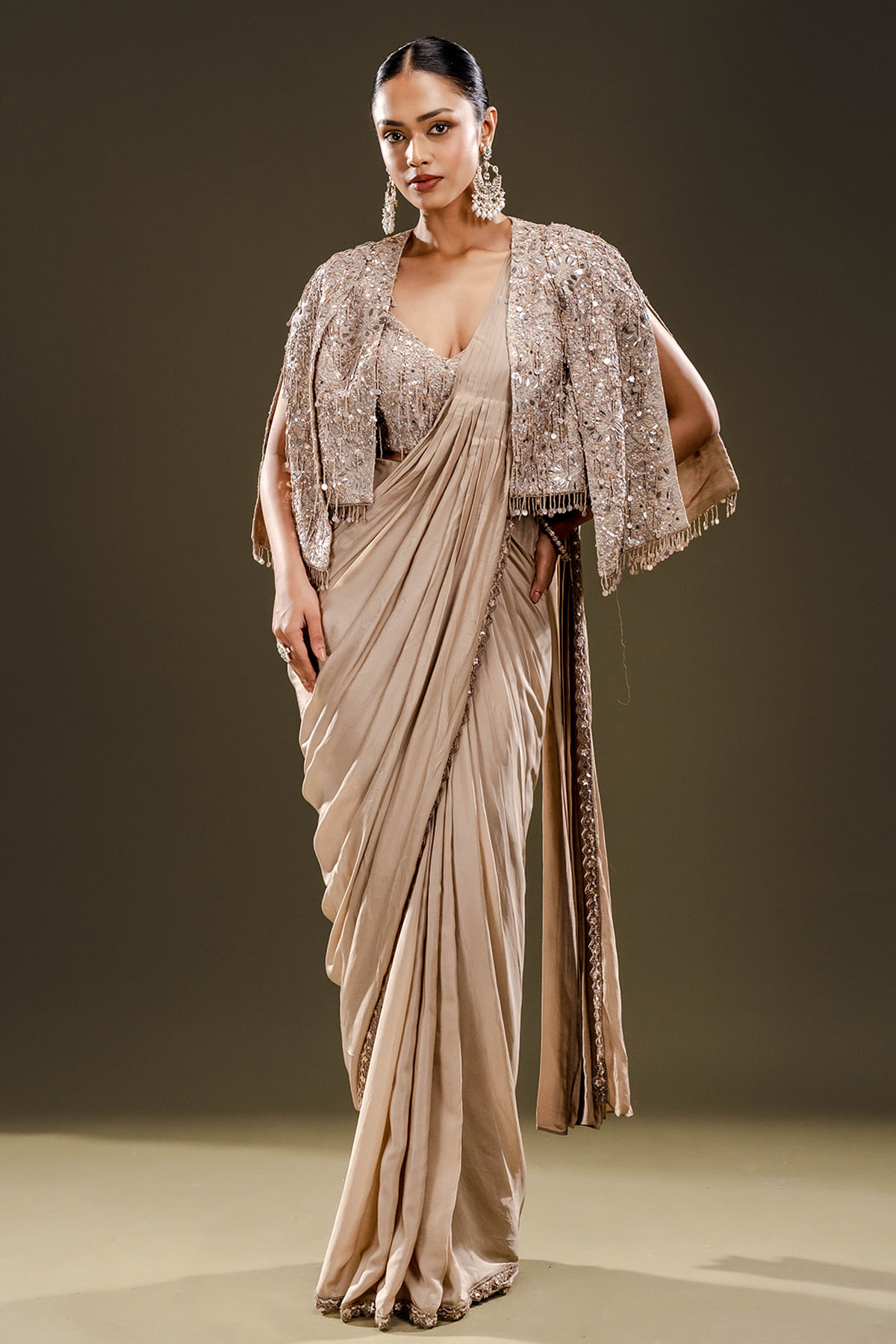 Grey Ready To Wear Saree