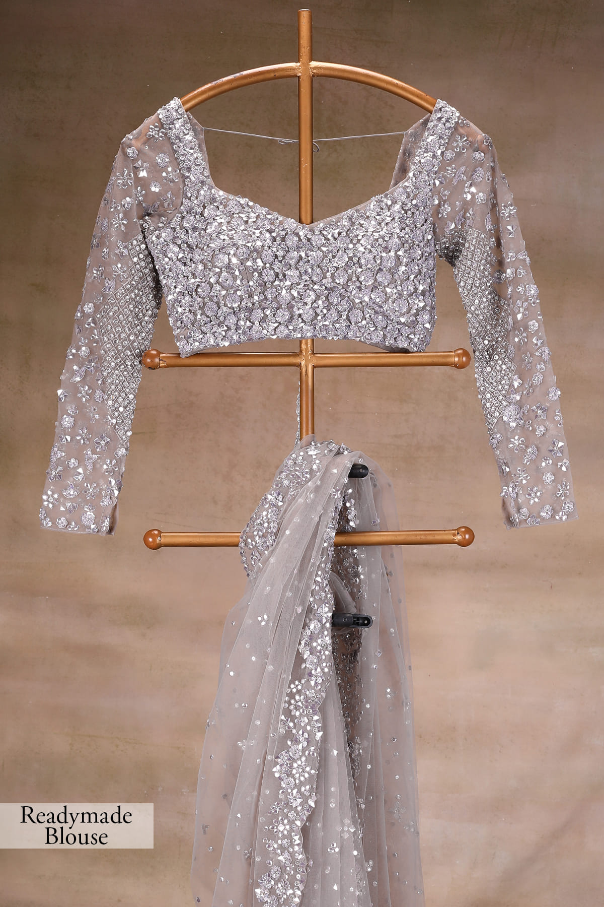 grey sequin blouse