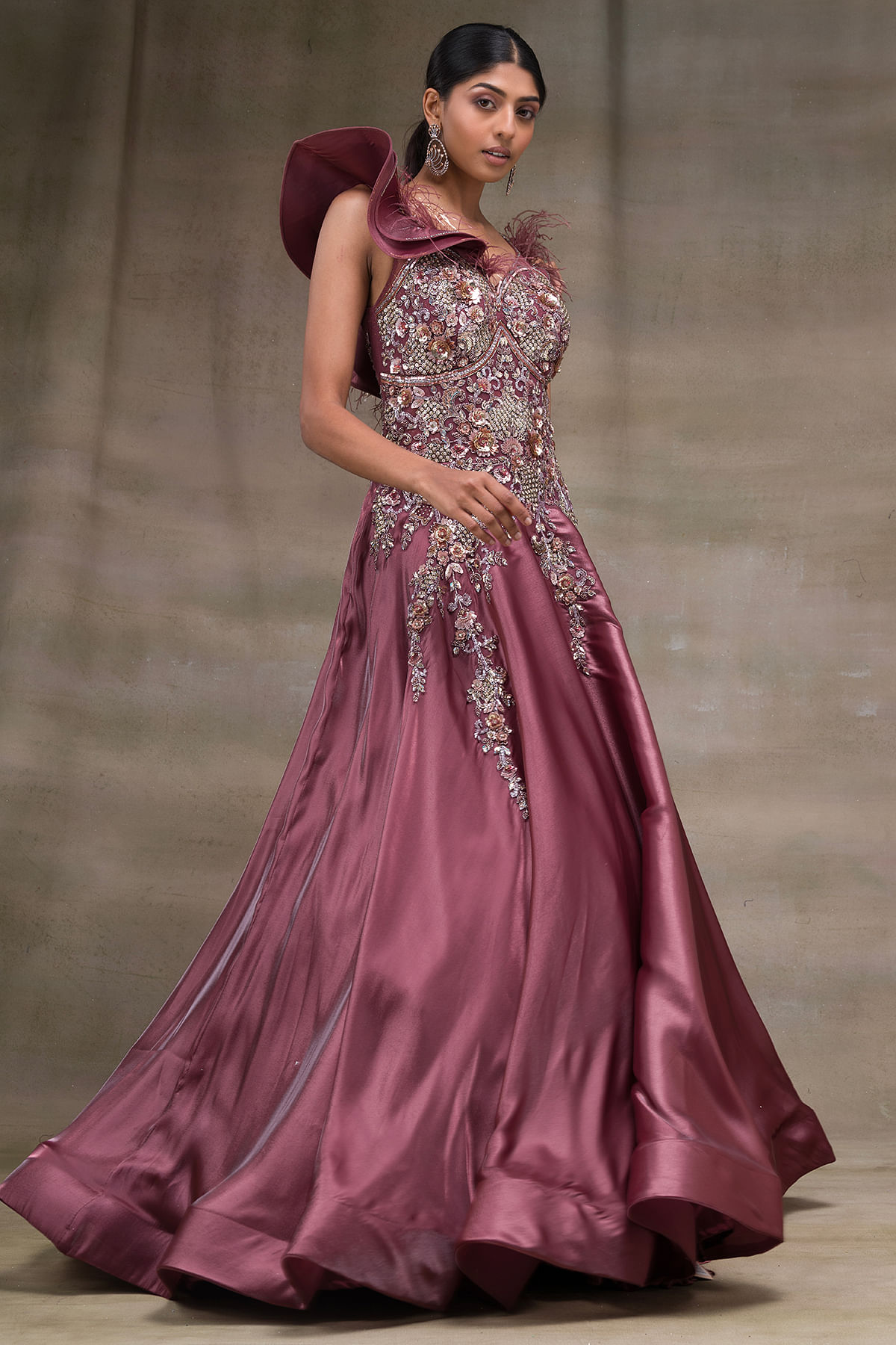 Beautiful Satin Gown. | Party wear dresses, Indian fashion dresses, Gown  party wear