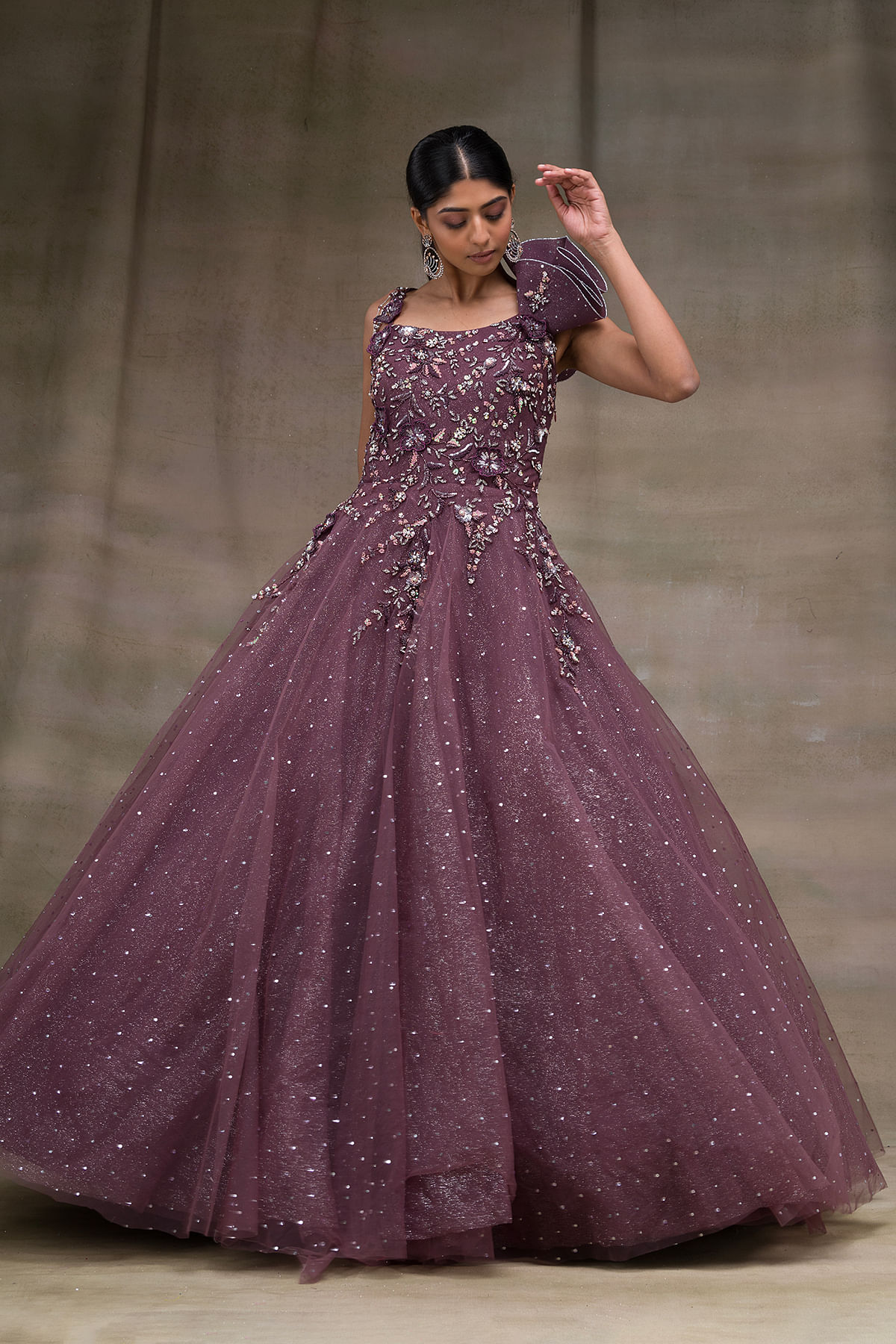 Chic Purple Ruffled Sleeveless Princess Wedding Dress Ball Gown | LizProm
