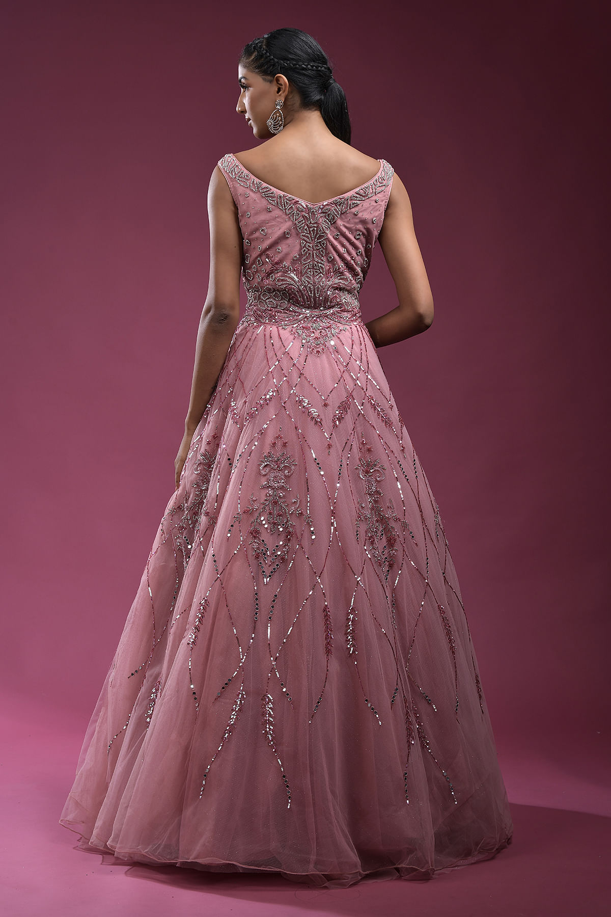 Pink Color Exquisite Party Look Georgette Gown With Dupatta | Gown with  dupatta, Modest evening dress, Designer gowns