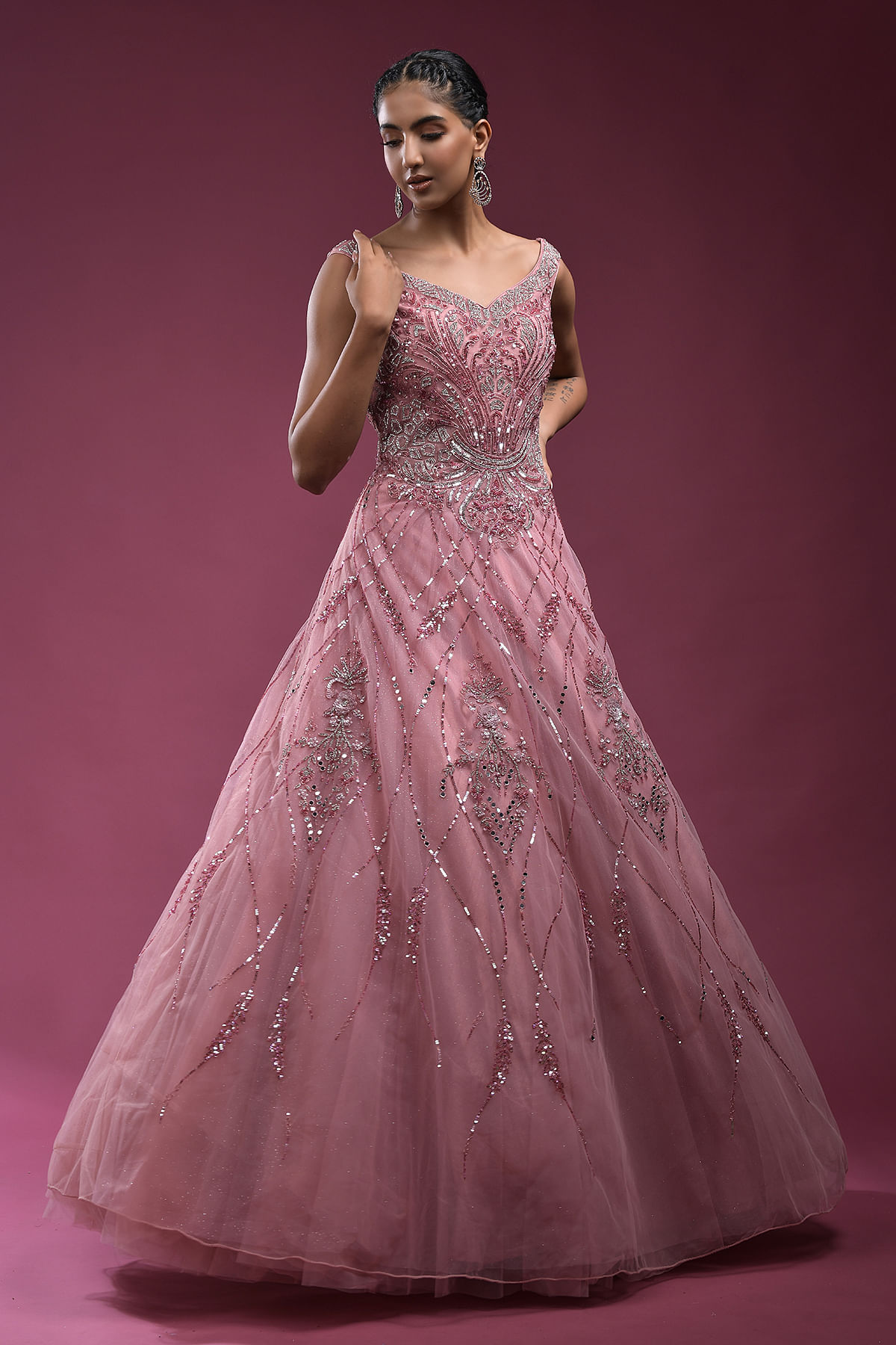 Shiny Blushing Pink Prom Dresses Sequins V-Neck Sleeveless Mermaid Evening  Gowns | Yesbabyonline.com