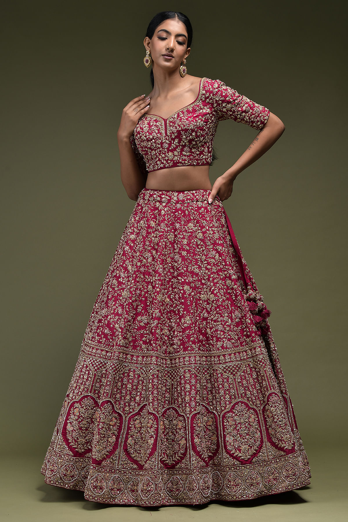 Buy Silk Indian Wedding Wear Lehenga Choli In Dark Pink Color Online -  LLCV01948