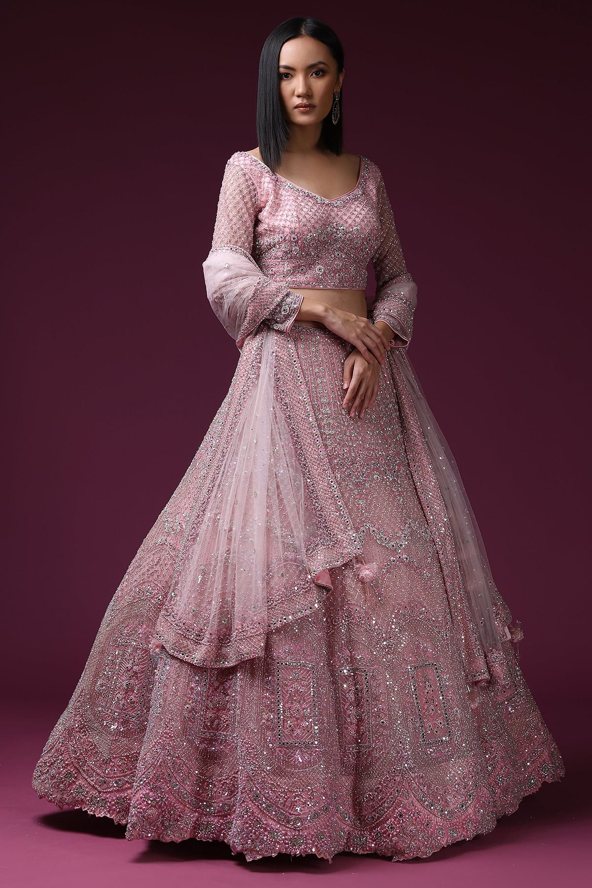 Powder pink hot sale bridal lehenga