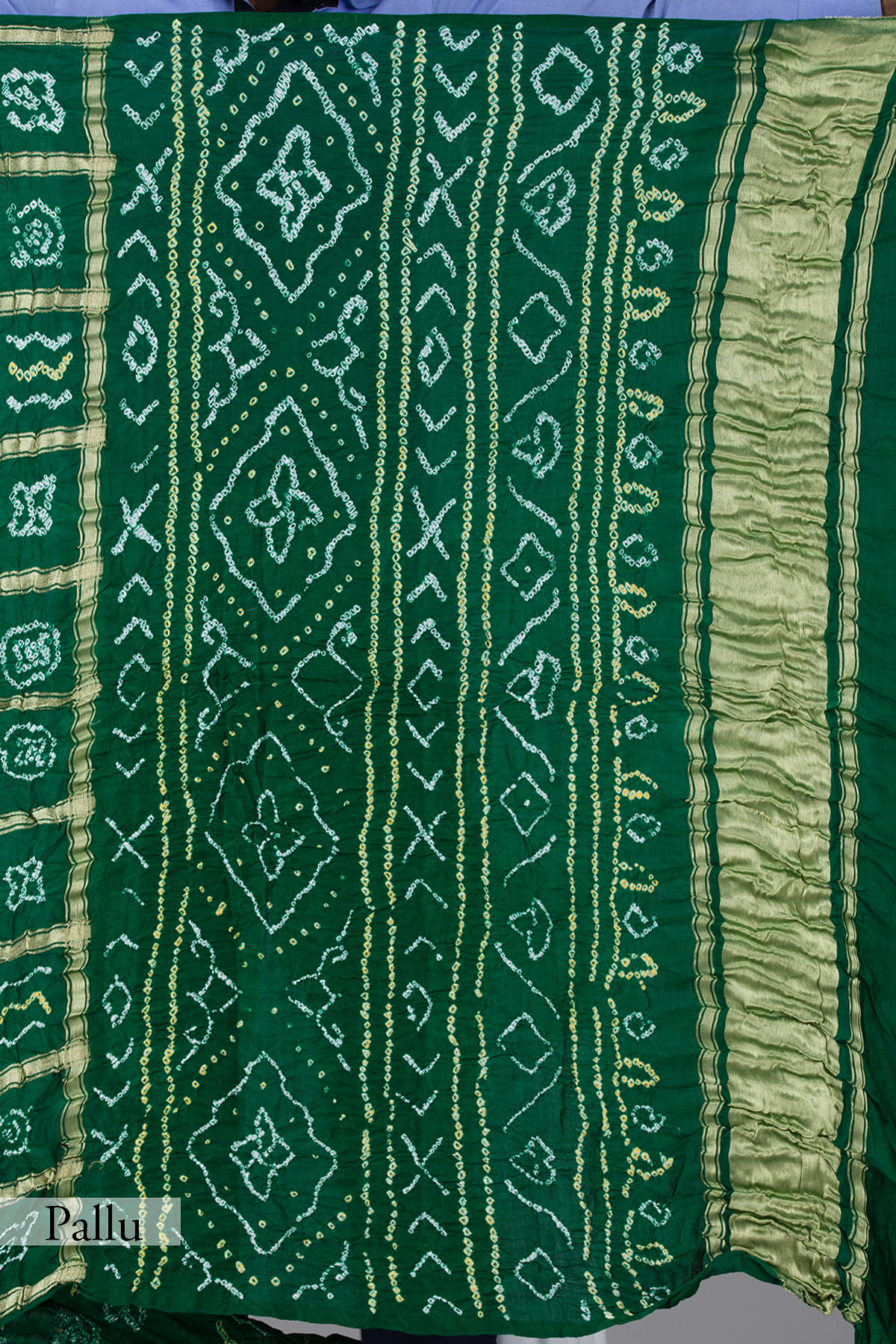 Bottle Green Bandhani Saree