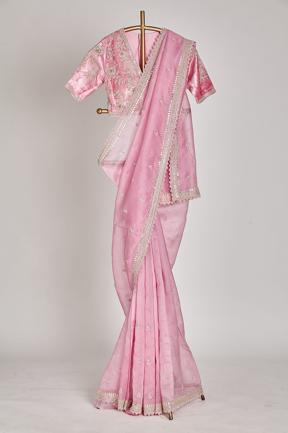 Buy Pastel Pink Sequins Embroidered Organza Saree Online | Samyakk | by  Samyakk-Online | Medium