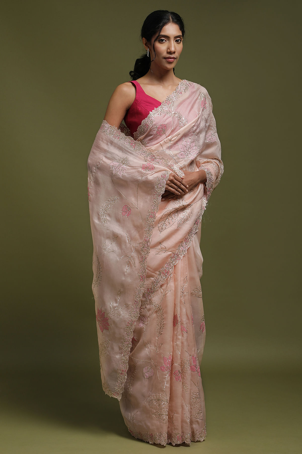 Buy Gorgeous Aishwarya Shindogi in Samyakk's Dark Indigo Blue Pearl  Embroidered Organza Saree Online | Samyakk