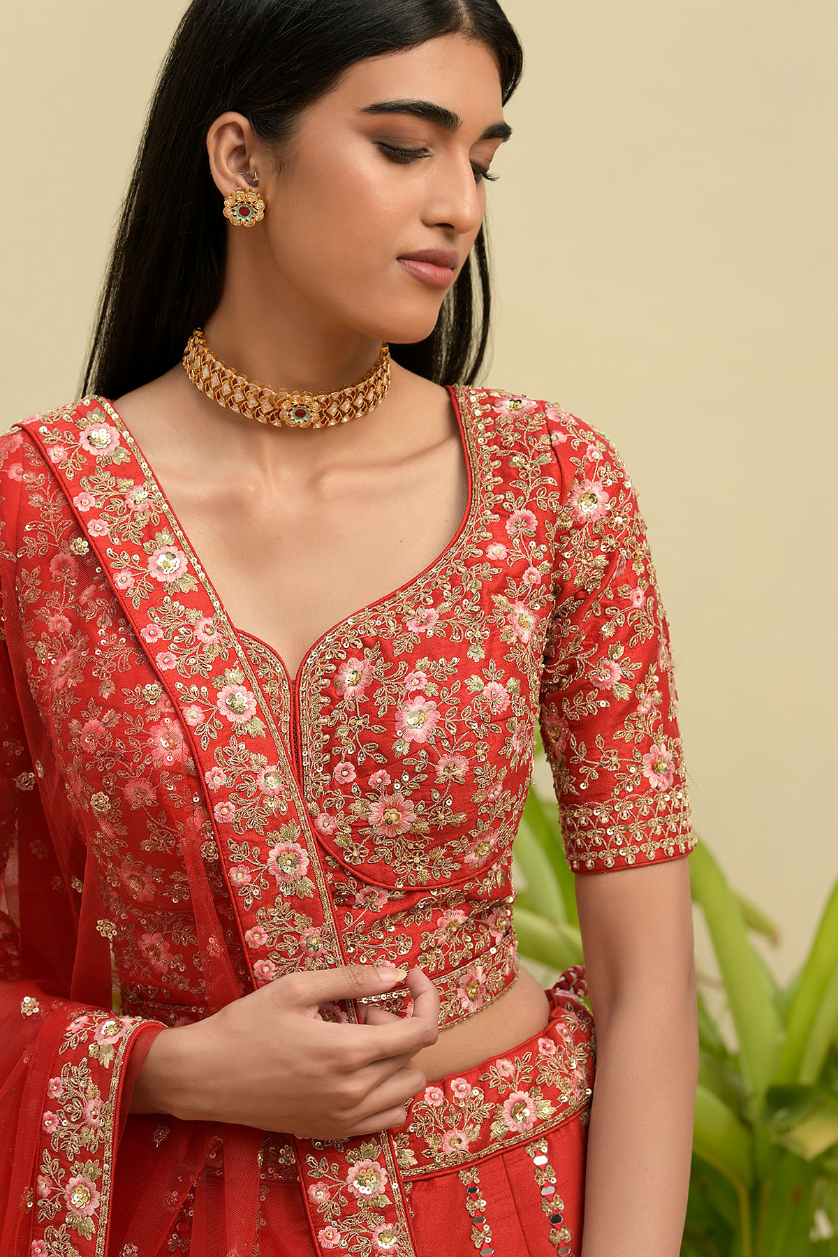 Red lehenga inspo | Simple lehenga, Fashionable saree blouse designs, Lehenga  designs simple