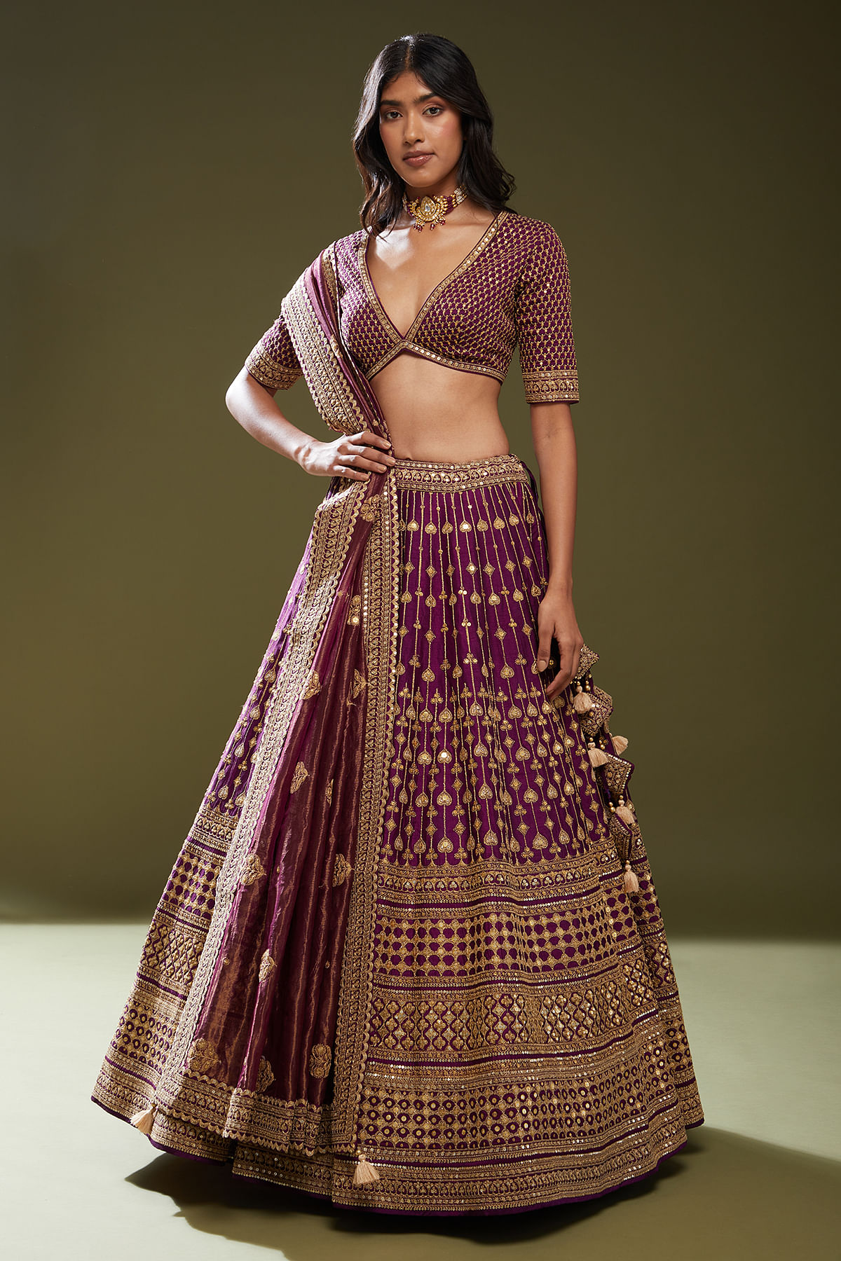 Angalakruthi bridal boutique in Bangalore: Bridal lehenga blouse desigins  in bangalore by Angalakruthi designer studio