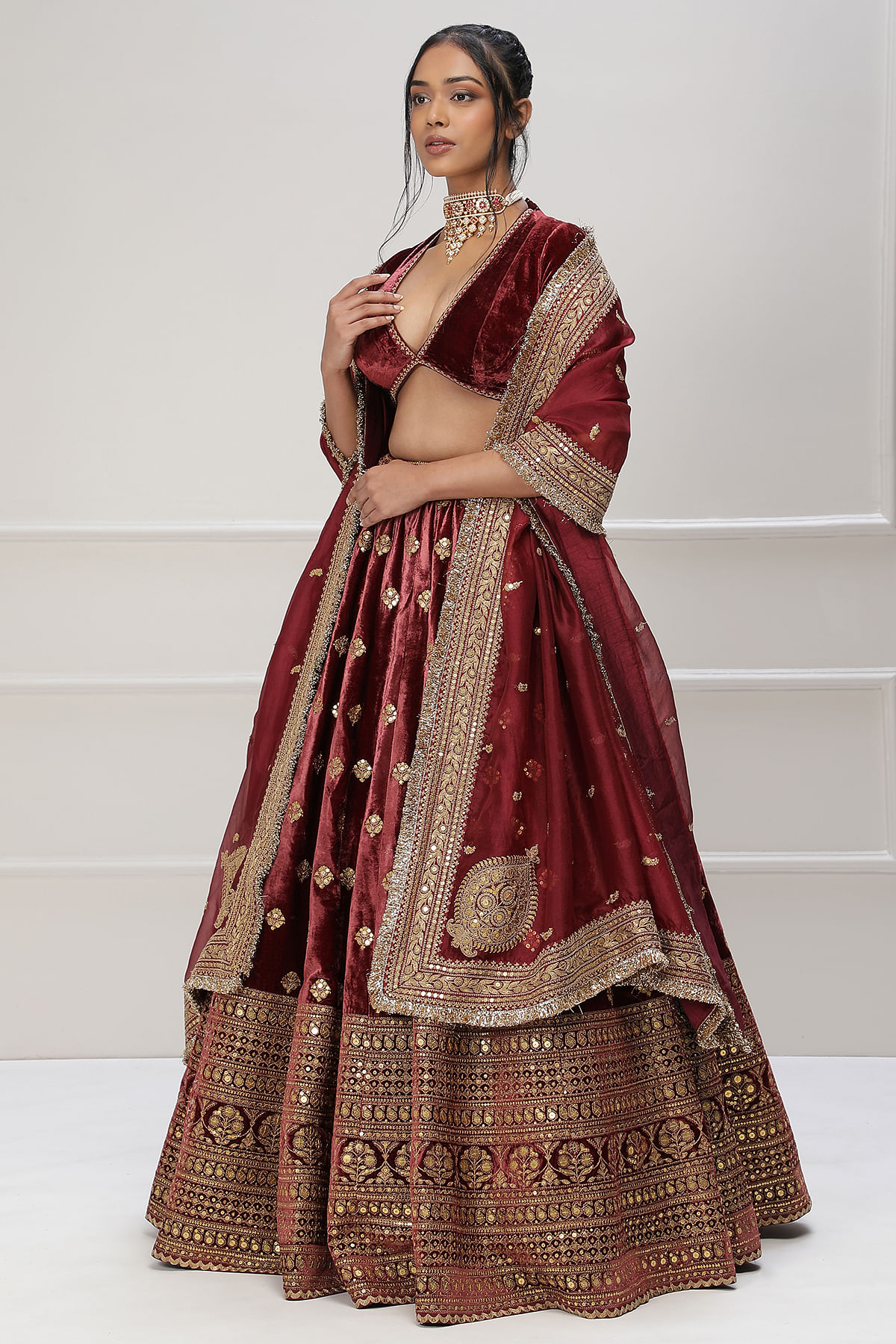 Elegant Wine-Colored Lehenga Choli in Luxurious Soft Silk for Weddings –  KotaSilk