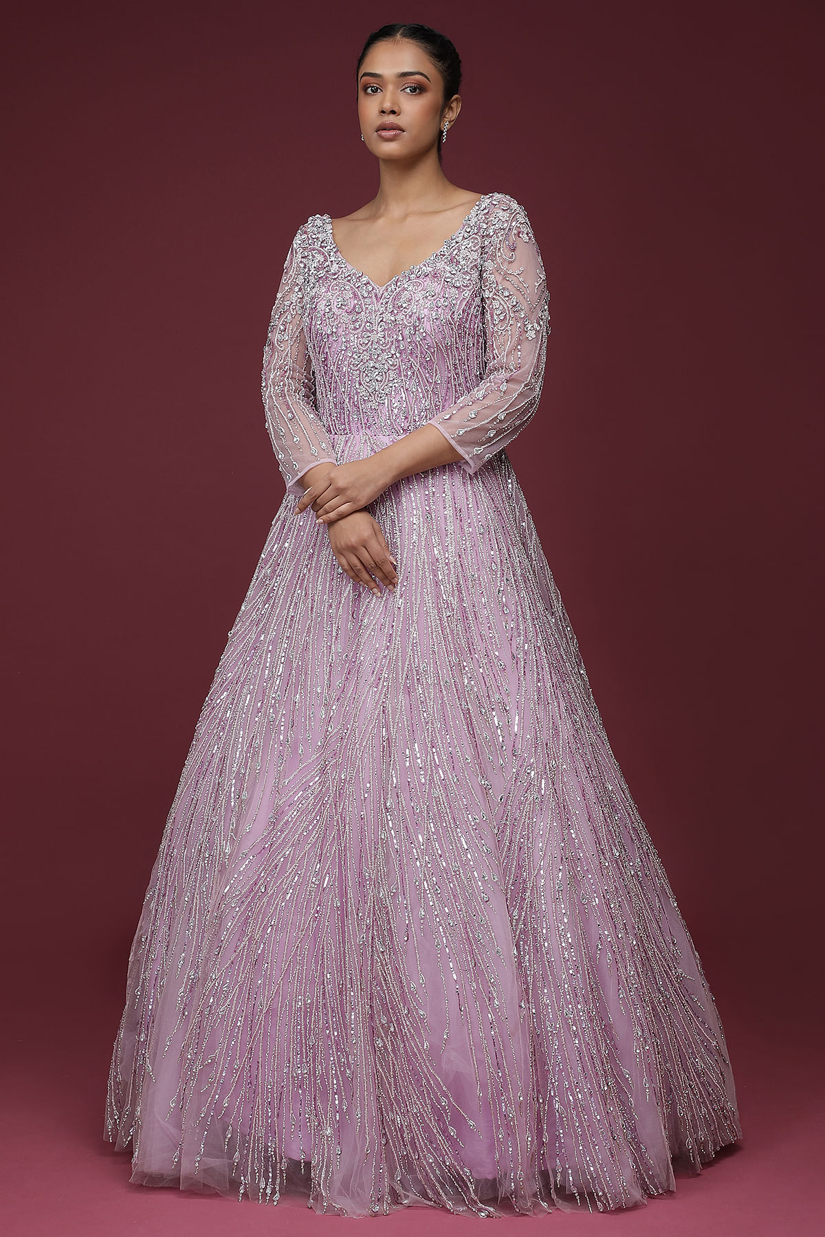 Buy HALFSAREE STUDIO Light Pink Latest Designer Gown with Dupatta in Net  Online at Best Prices in India - JioMart.