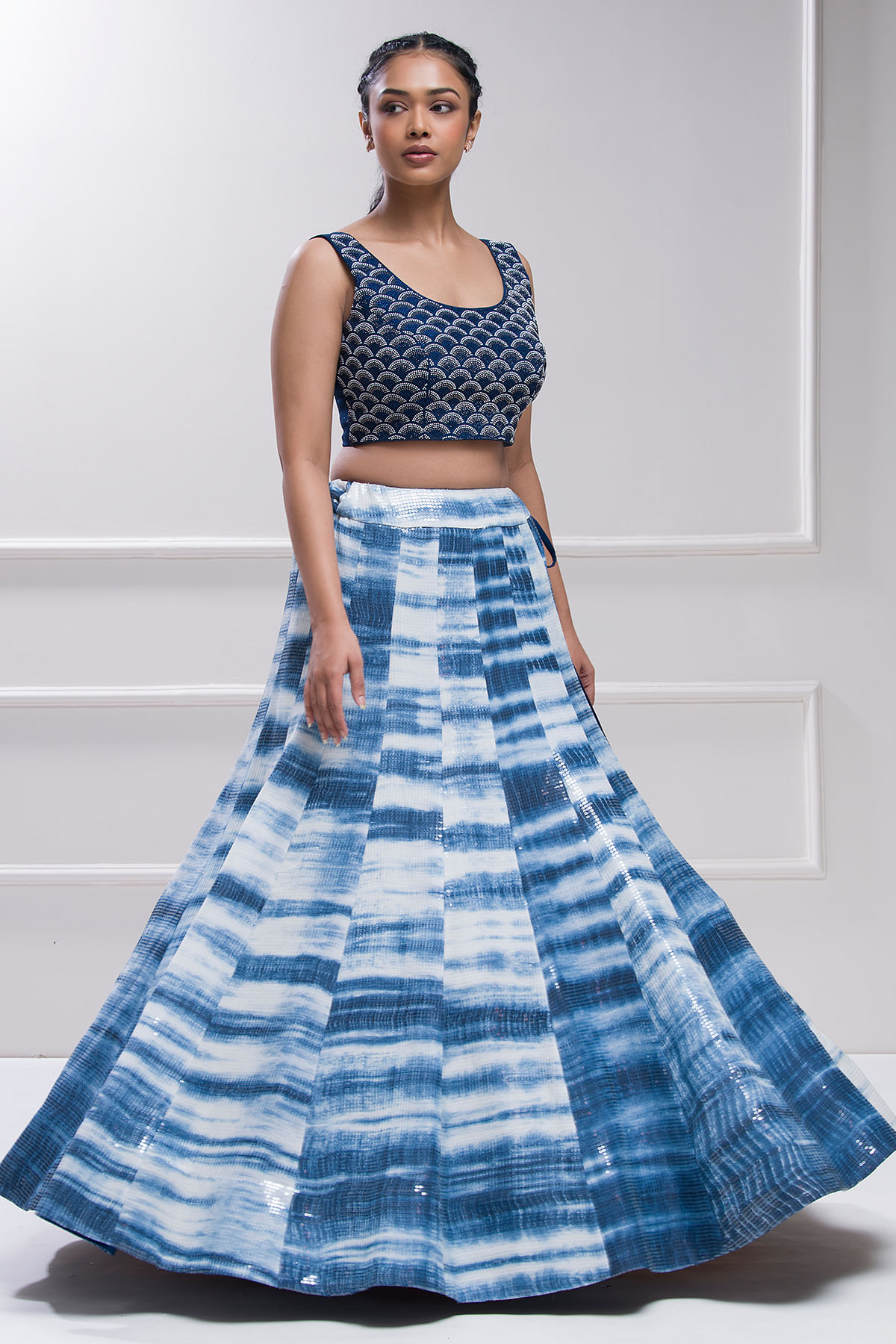 Buy White And Blue Lehenga Skirt In Resham Work SF40093IN – ShreeFashionWear