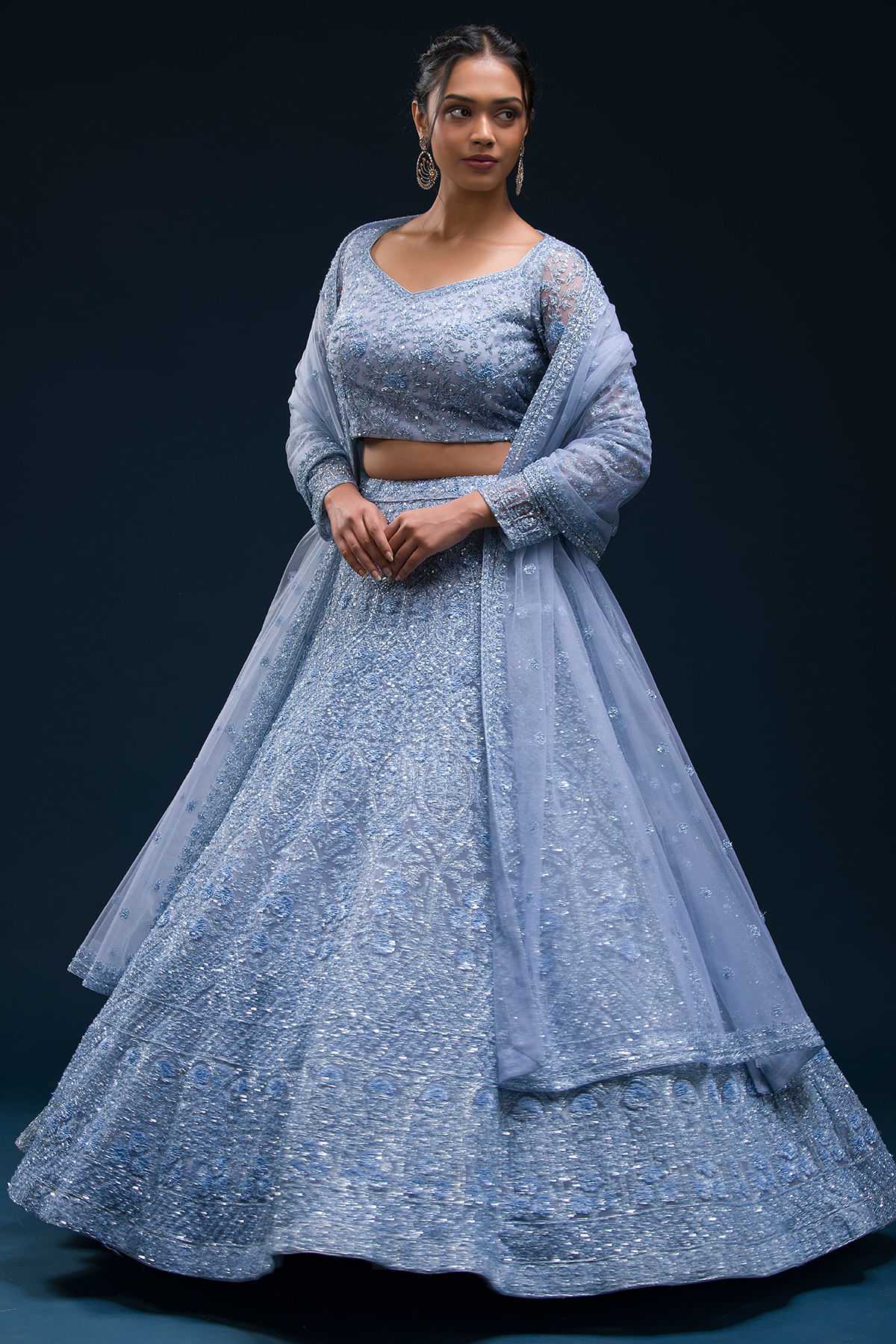 Blue hotsell reception lehenga