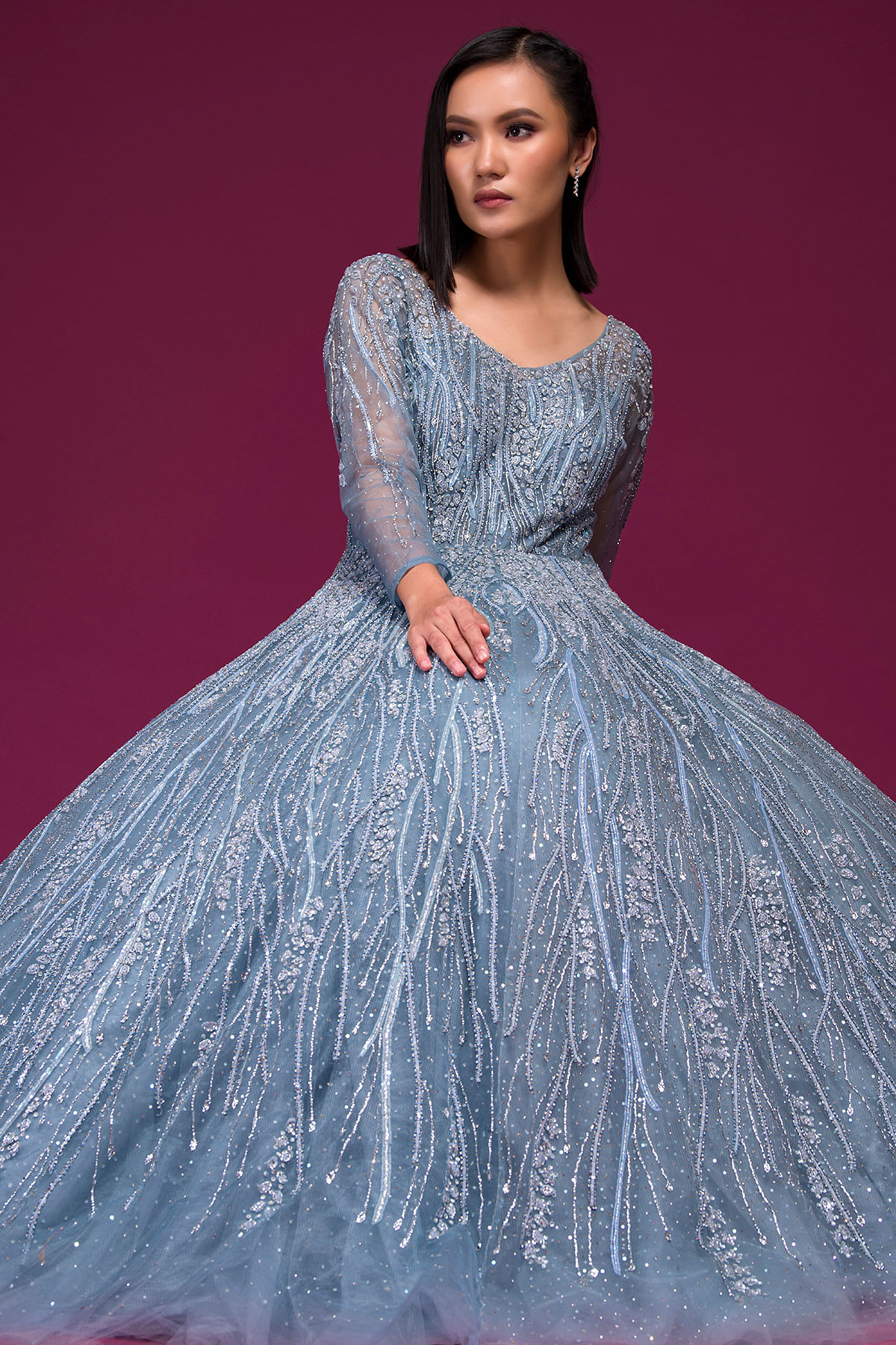 Buy Tafeta Silk Fancy Designer Gown in Navy Blue Online : Switzerland - New  Arrivals
