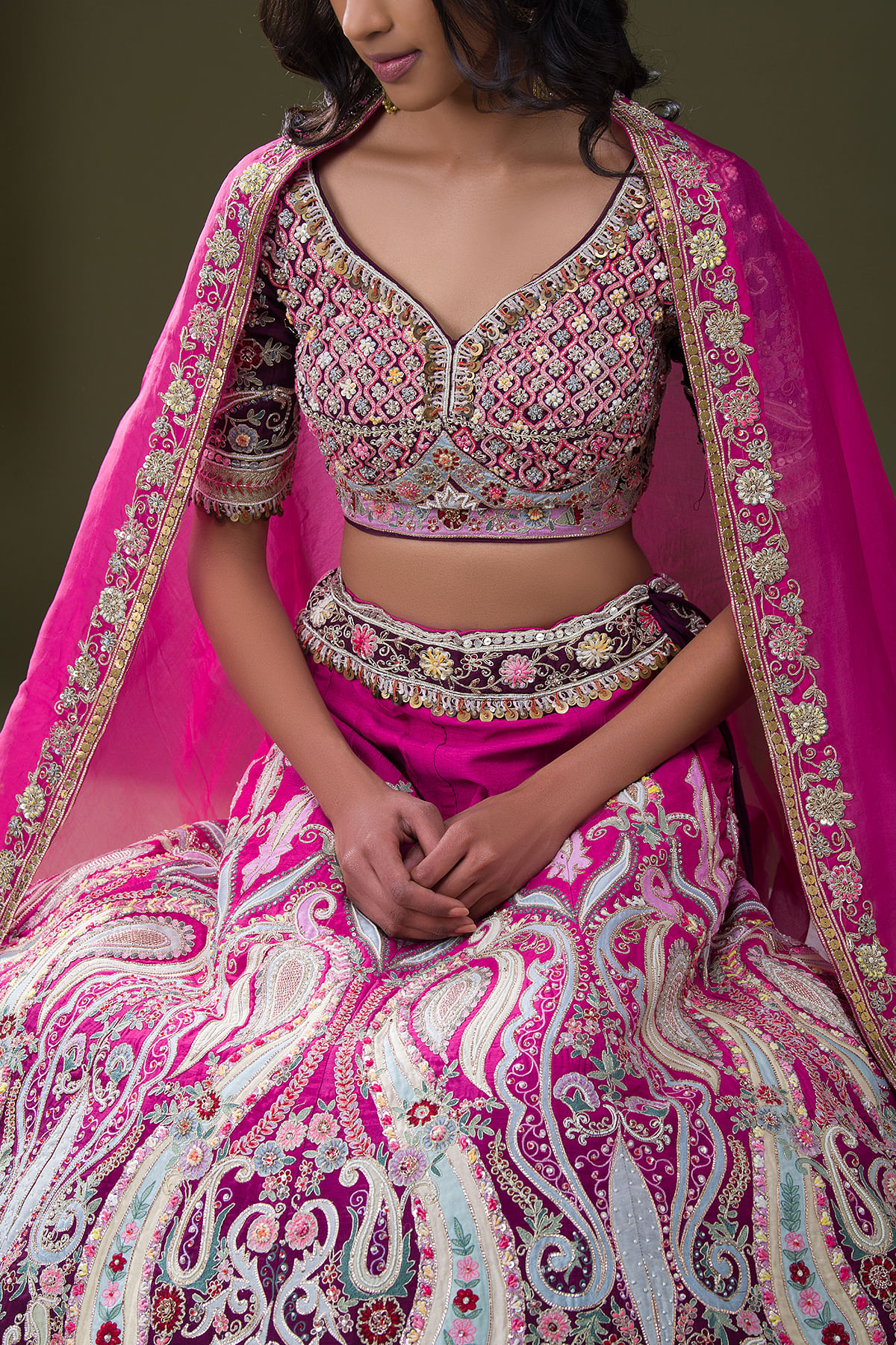 Stunning Rani Pink Lehenga | Indian wedding wear, Pink lehenga, Bridal hair  and makeup