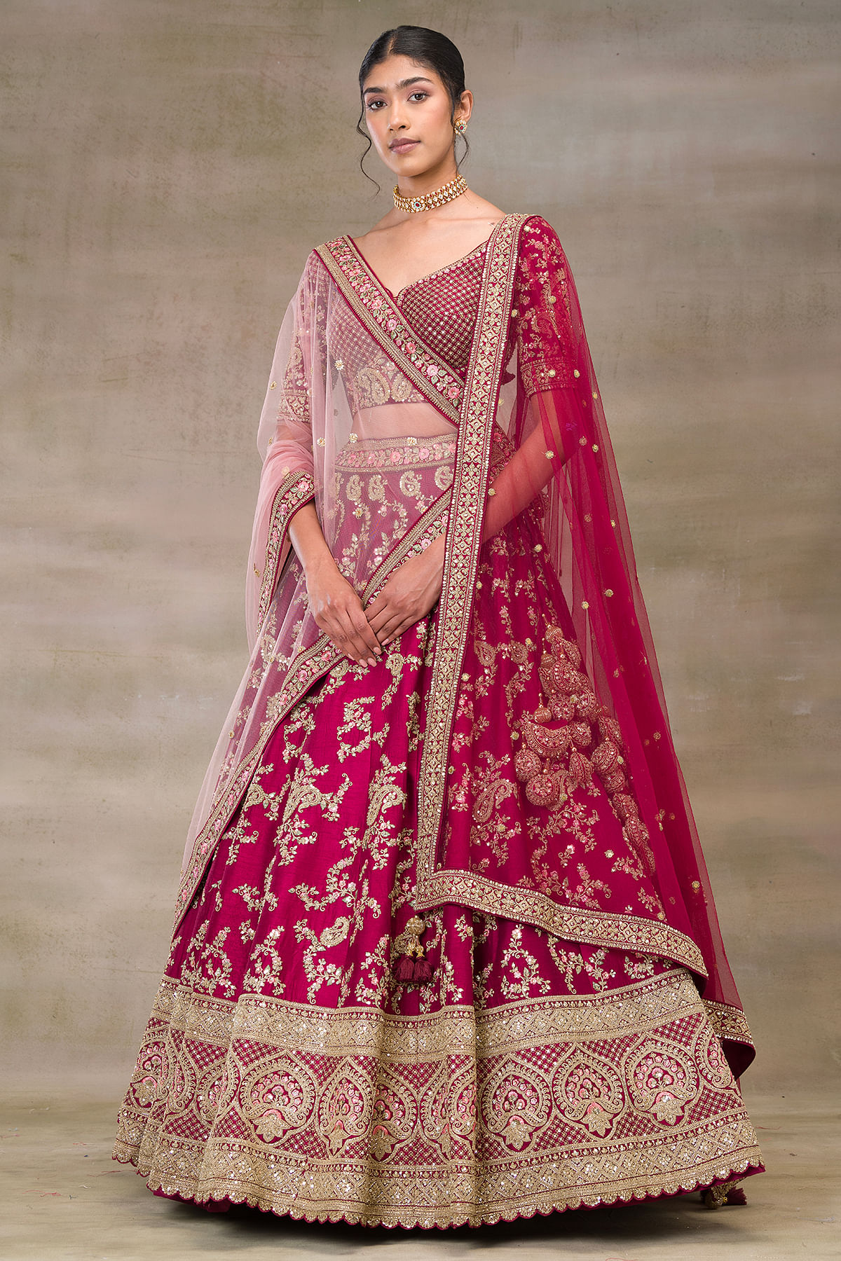 Buy Peony Pink and Maroon Imperial Patterned Bridal Lehenga Online in India  @Mohey - Lehenga for Women