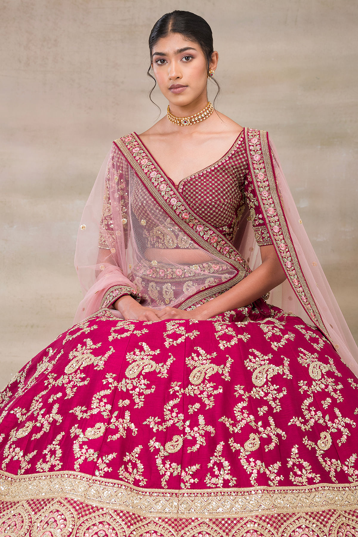 Buy Maroon Embellished Bridal Lehenga Online in the USA @Mohey - Lehenga  for Women