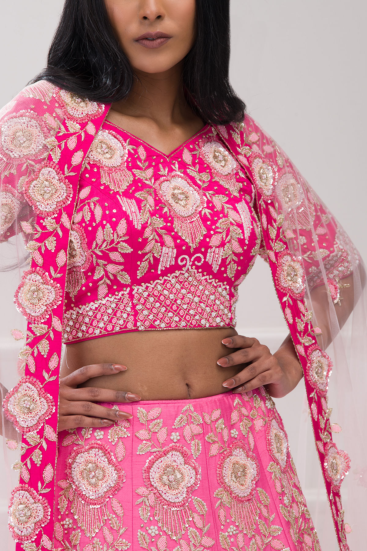 Zarkan Work Pink Color Soft Net Heavy Reception Lehenga Choli Collection