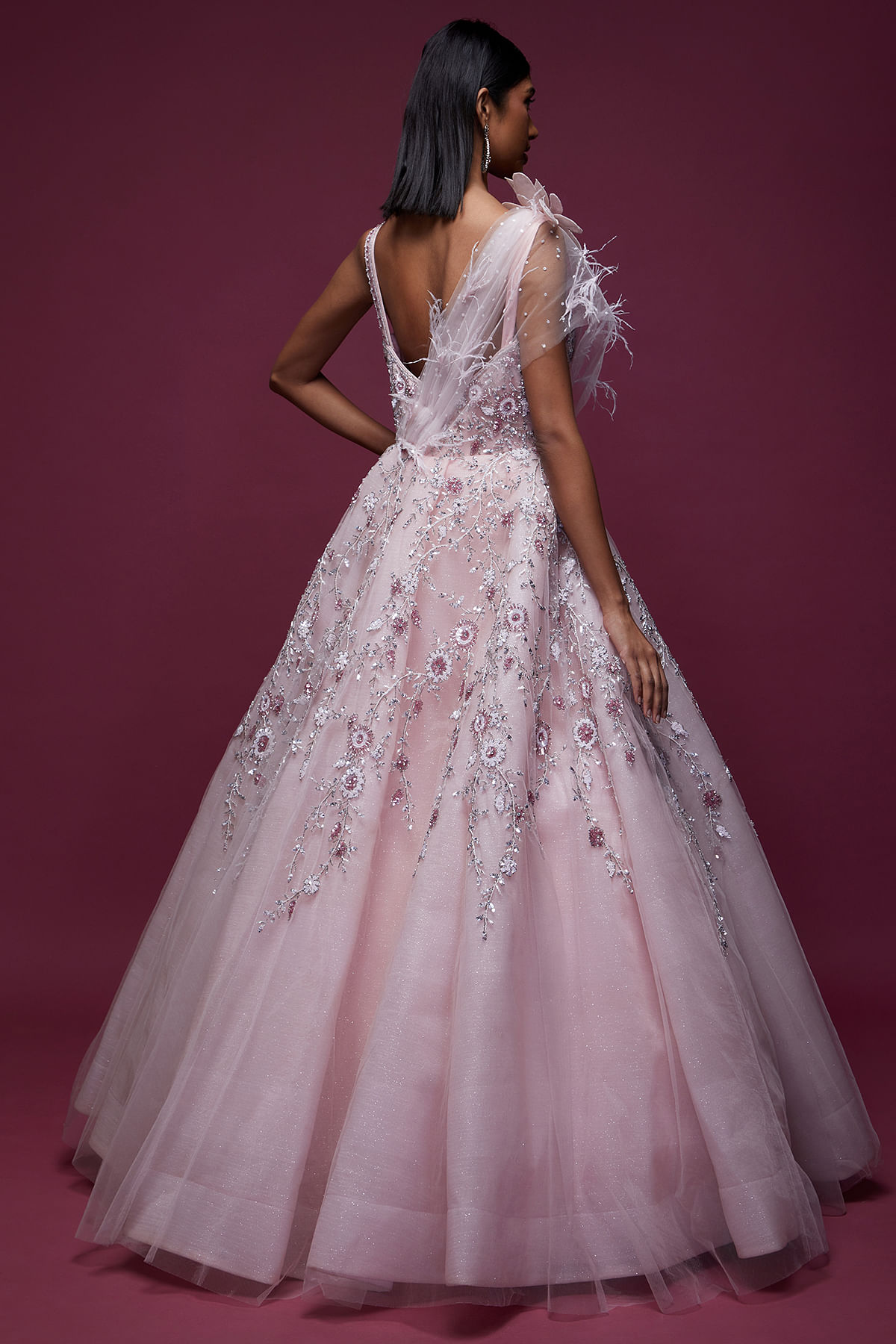 CD Metallic Lace Pink Gown – GlamEdge Dress & Gown