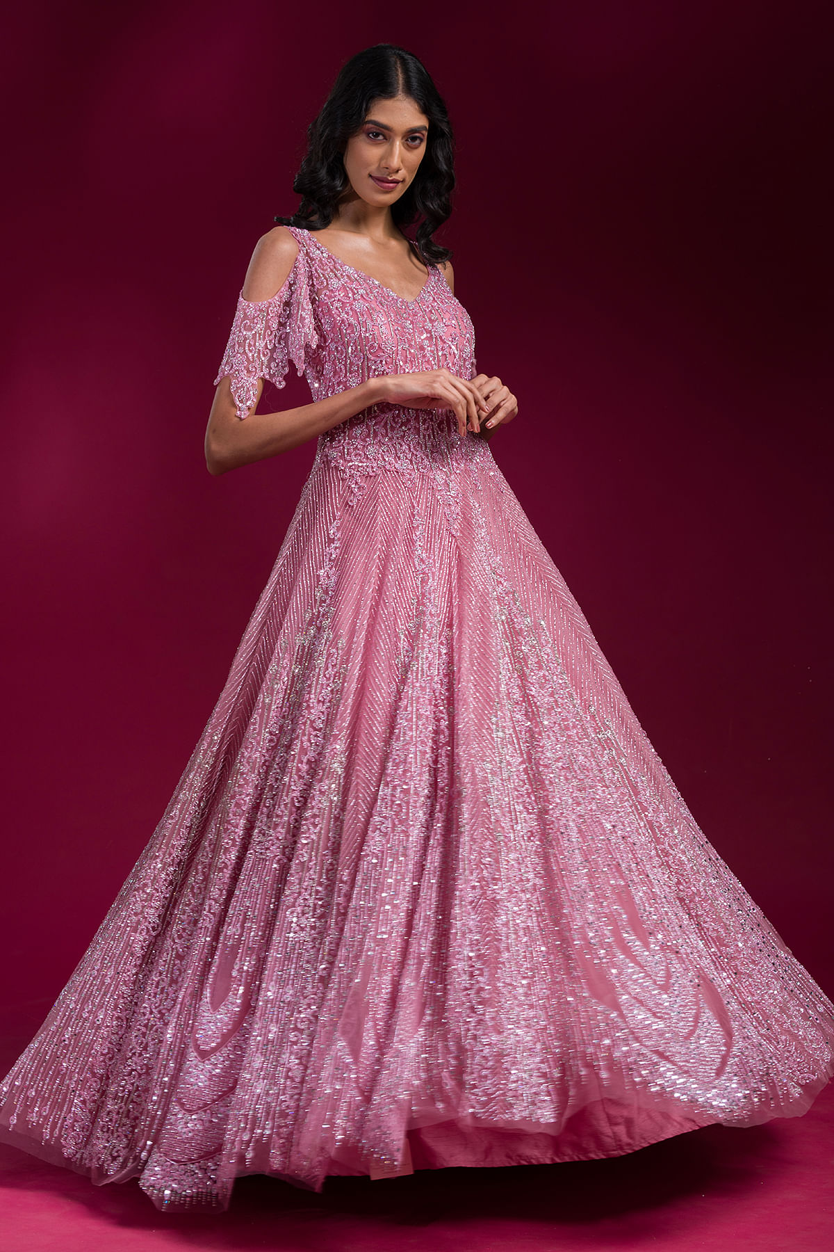 Buy JULEE Girls Net Embroidered Gown Dress (Pink_340) Online at Best Prices  in India - JioMart.