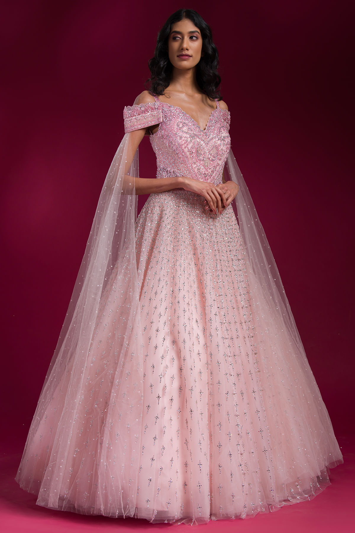 Pale Pink Indowestern Gown