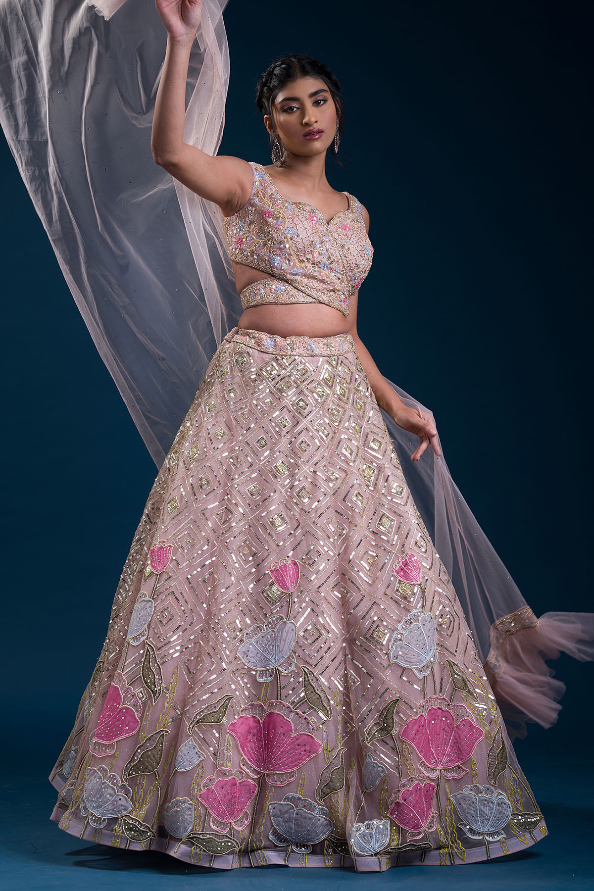 Wedding Wear Light Pink And Silver Chanderi Embroidered Lehenga Choli at Rs  6500 in Jaipur