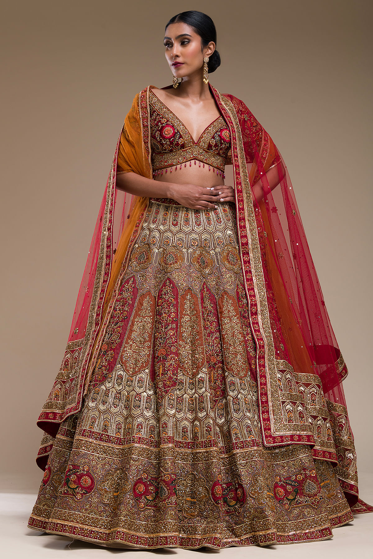Raveena Red Bridal Lehenga – Narkis Fashion