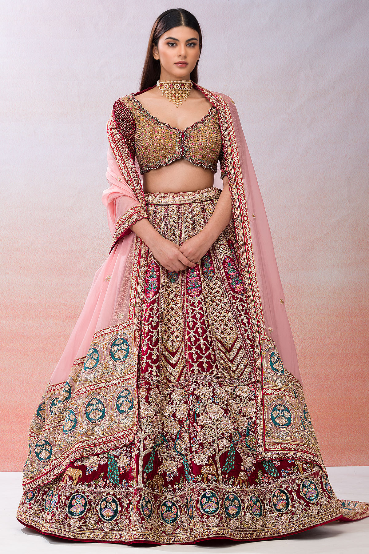 Bridal Lehenga in Red and Golden Colour | Zardozi Fashion Farrukhabad