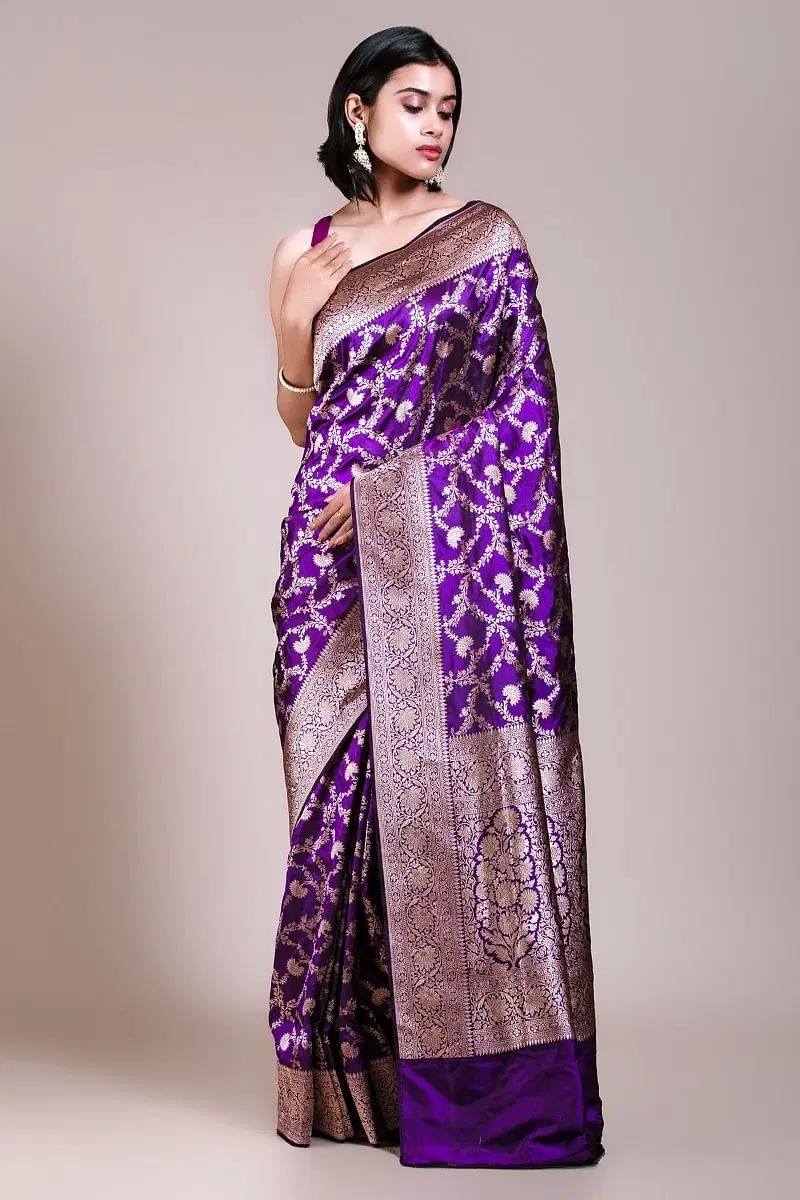  Purple Banarasi Silk Saree