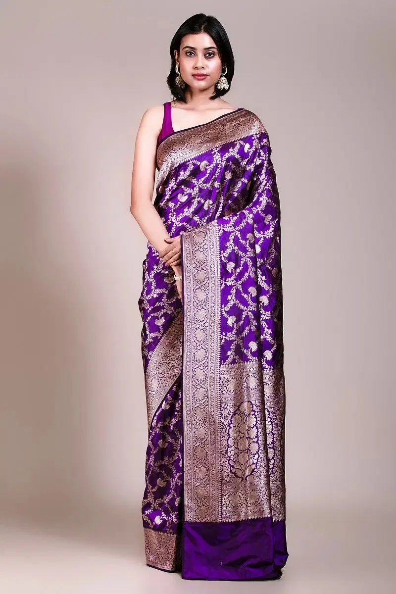Purple Banarasi Silk Saree