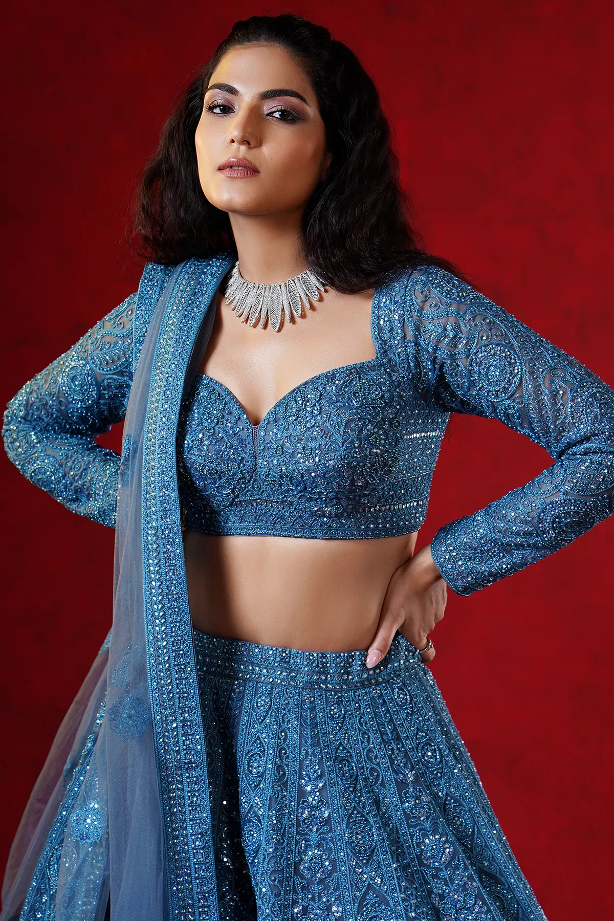 Modern Lehenga Collar Blouse Design For Lehenga Shop Collar Choli Design  Online Sale, image size:1200x1800