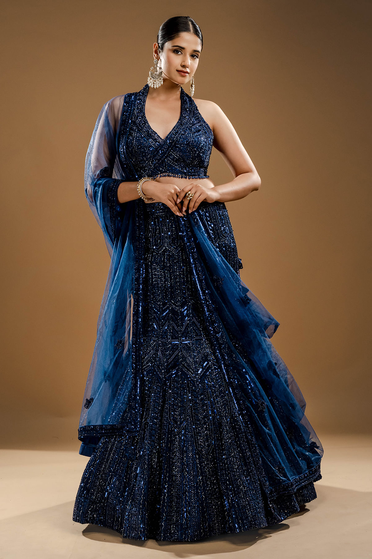 Blue Fishcut Lehenga