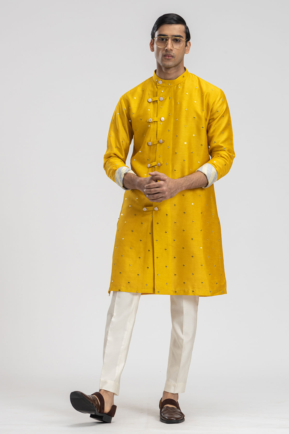 Mustard Yellow Silk Kurta