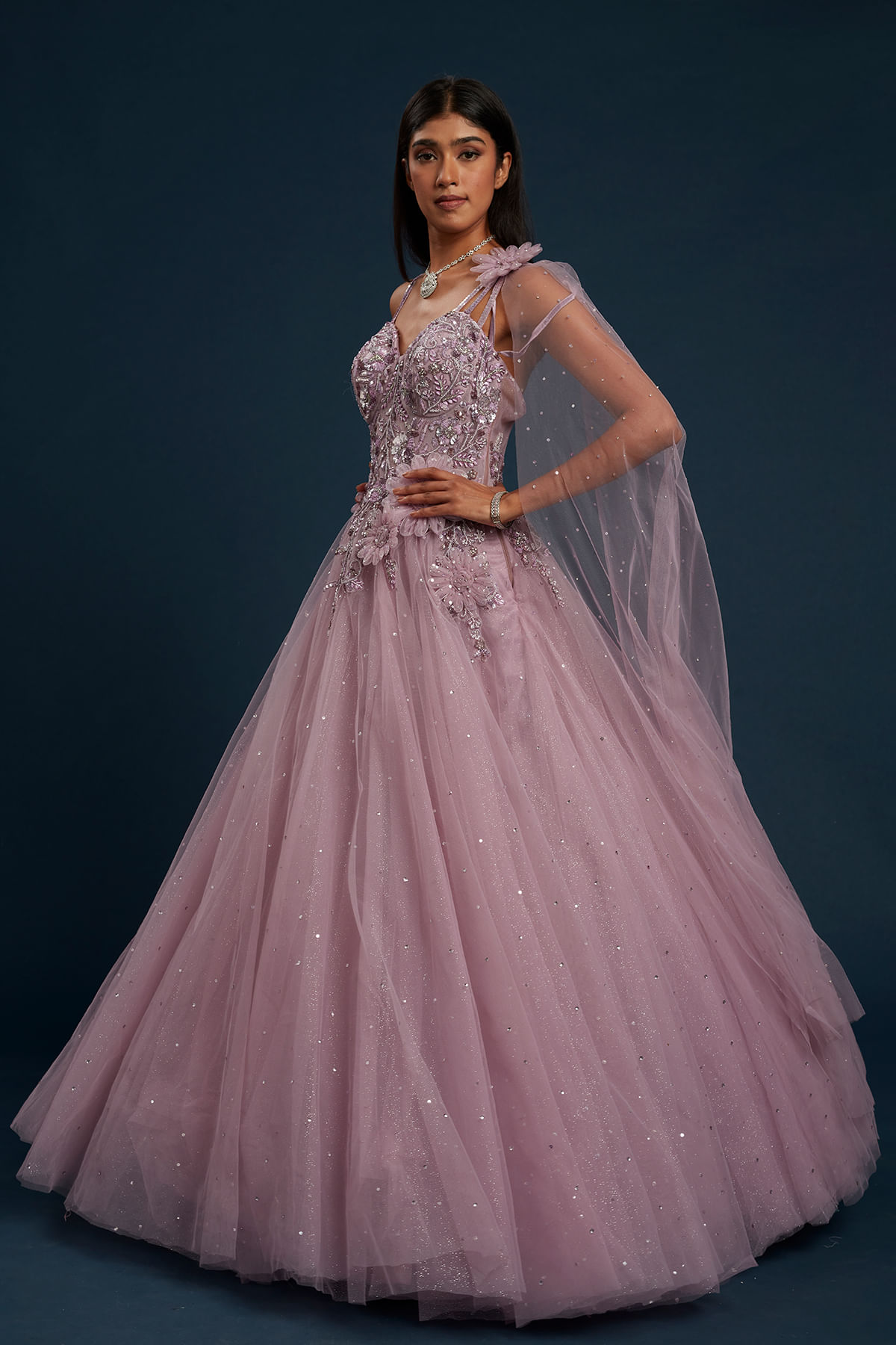 Lavender Net Cocktail Gown