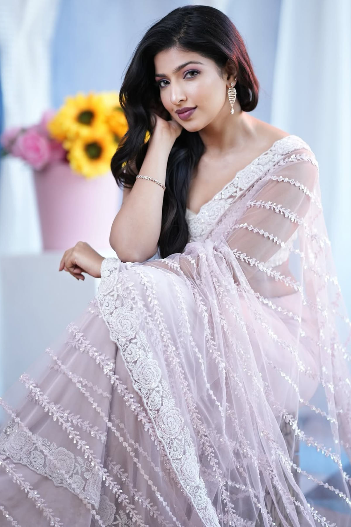 Lavender Designer Saree