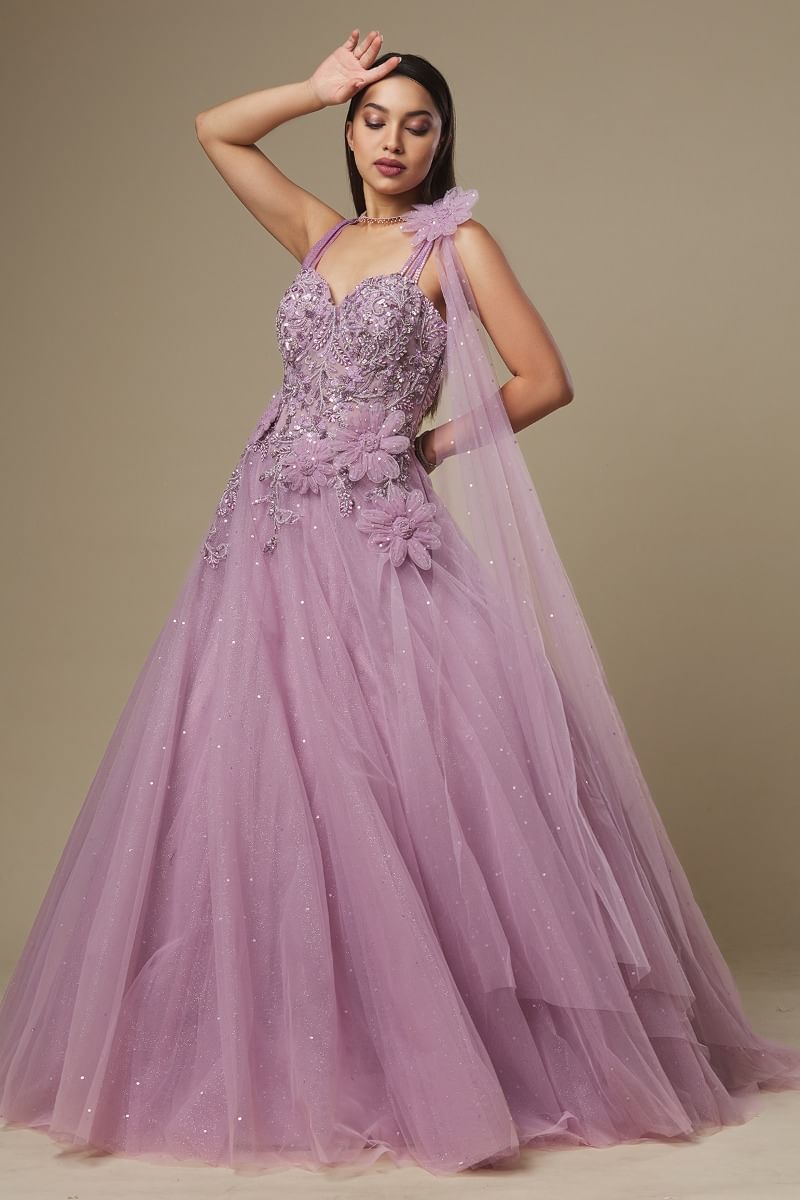 Lavender Indowestern Gown