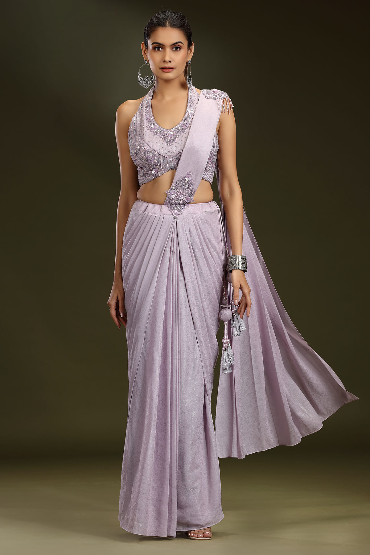 Lavender Ready To Wear Saree