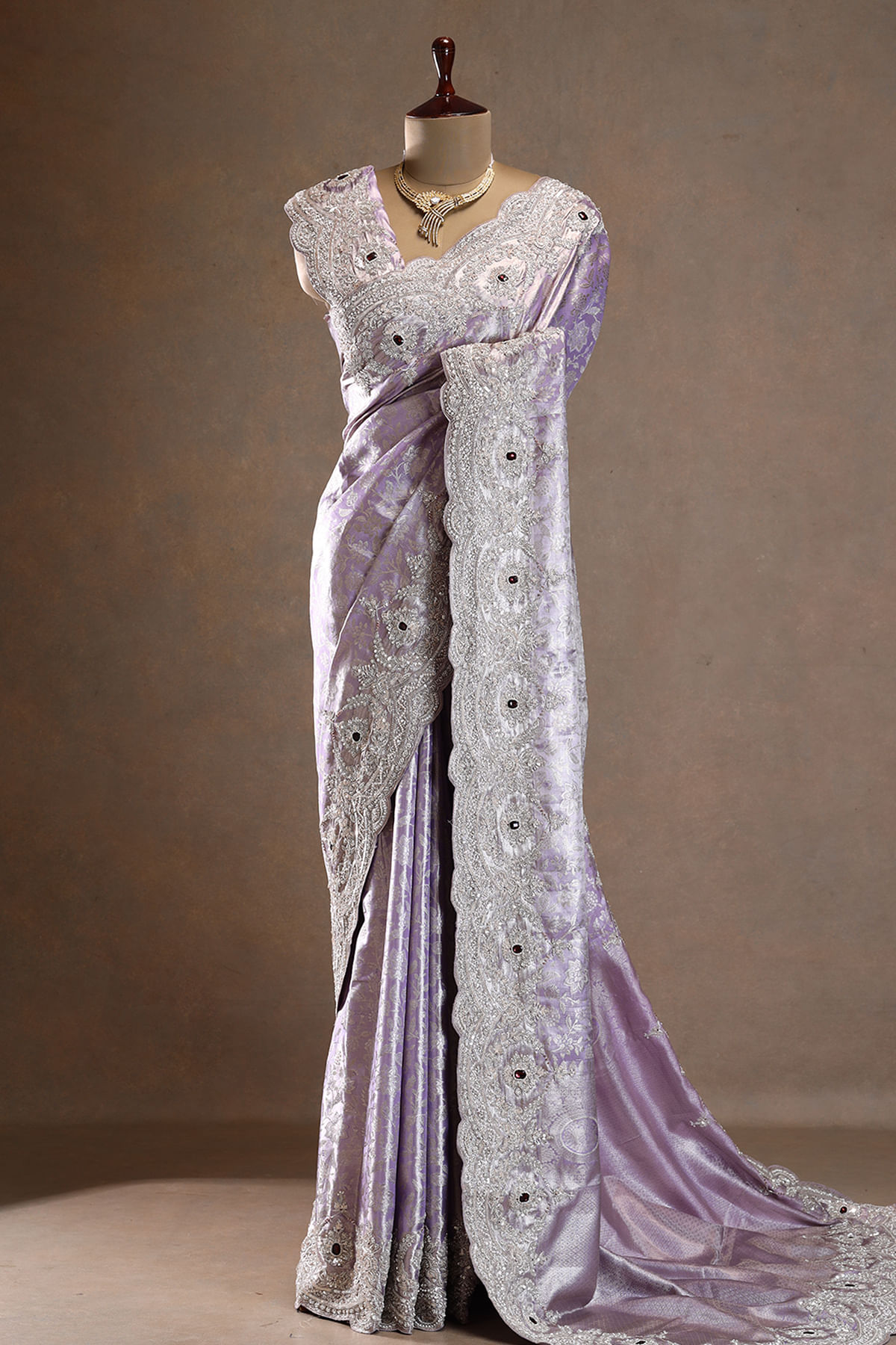Lavender Kanchipuram Tissue Saree