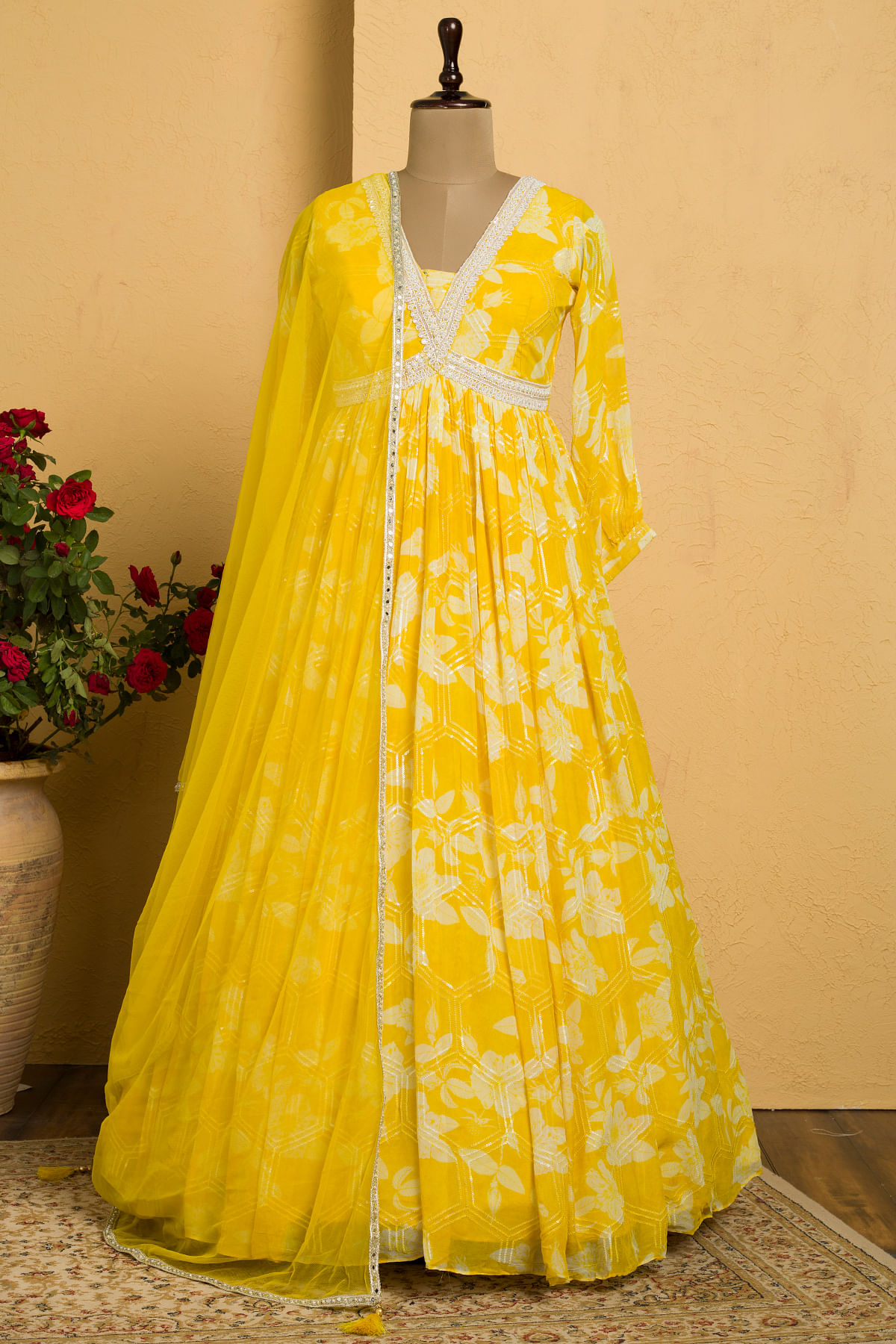 Lemon Yellow Anarkali Salwar