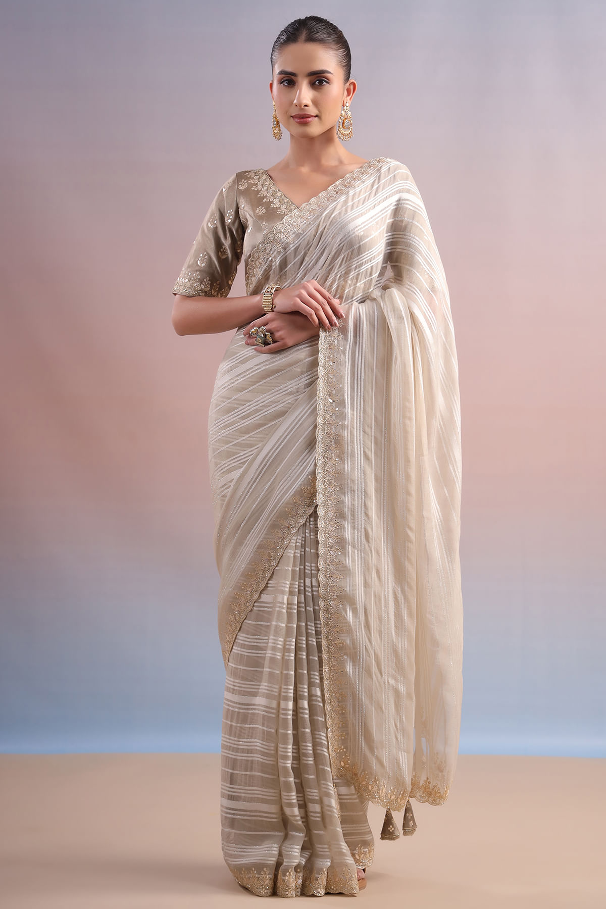 Beige Designer Saree