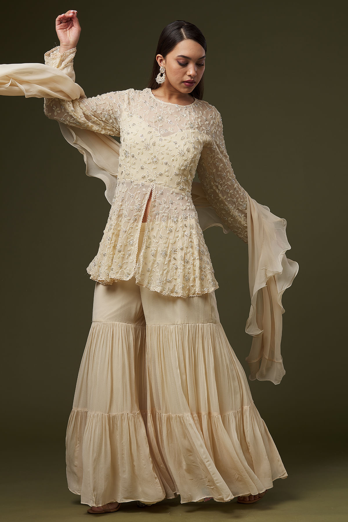 Beige Sharara Suit