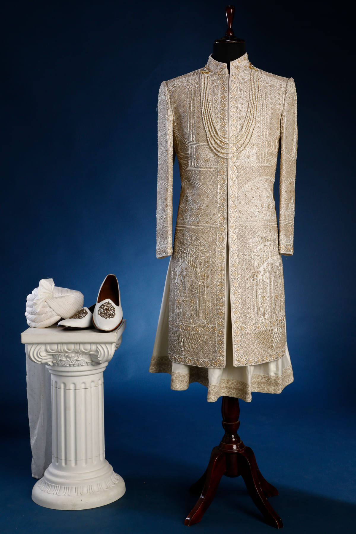 Beige Wedding Sherwani 