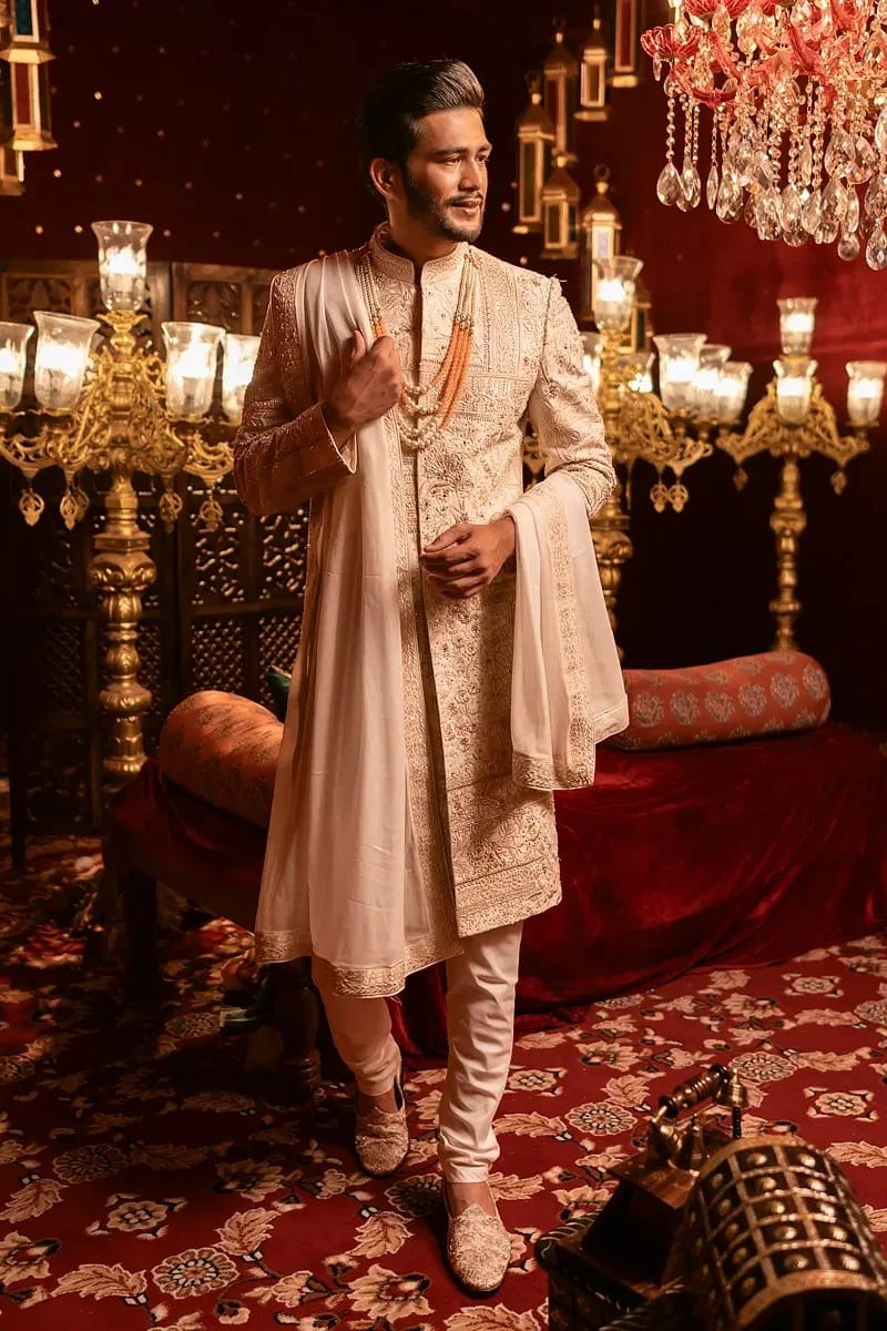 Light Beige Wedding Sherwani