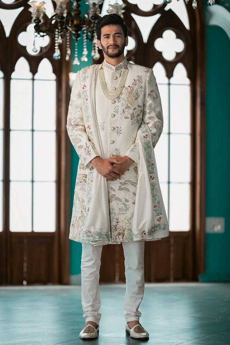 Cream Wedding Sherwani