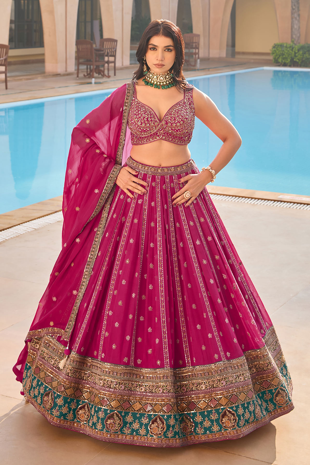 Magenta Pink Bridesmaids Lehenga 