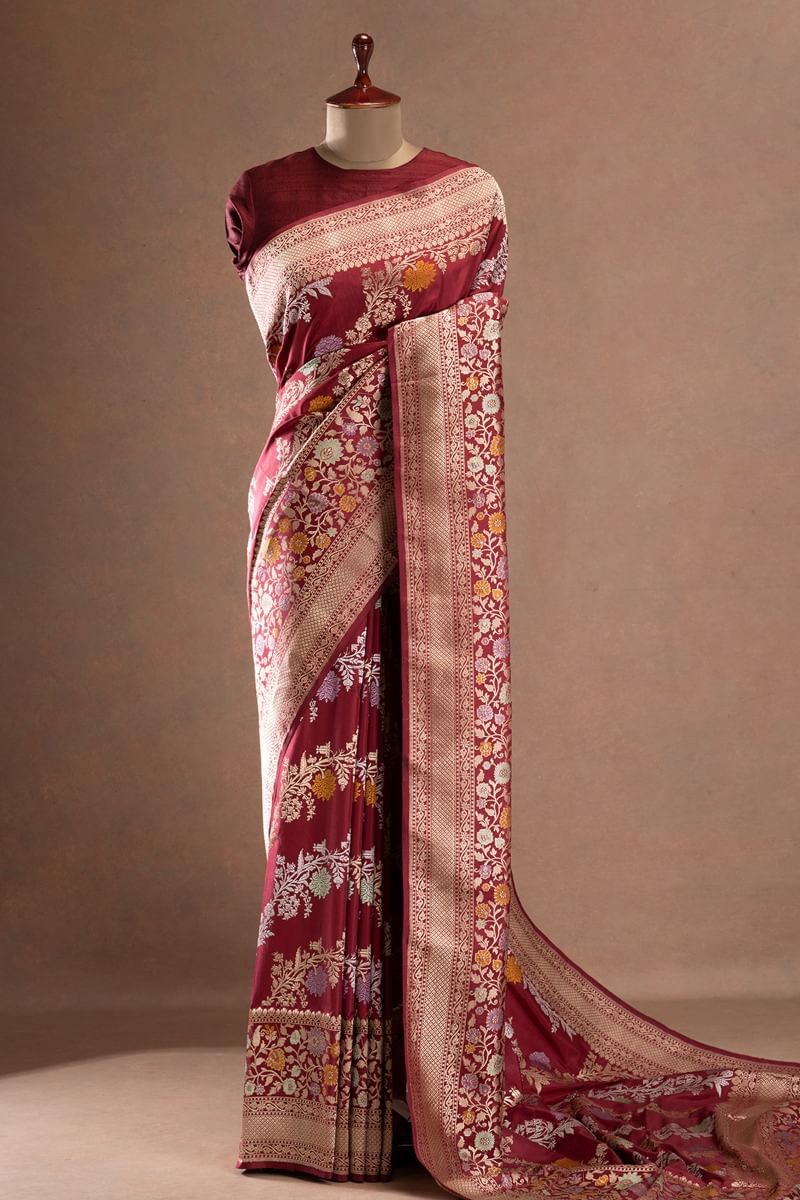 Maroon Banarasi Saree