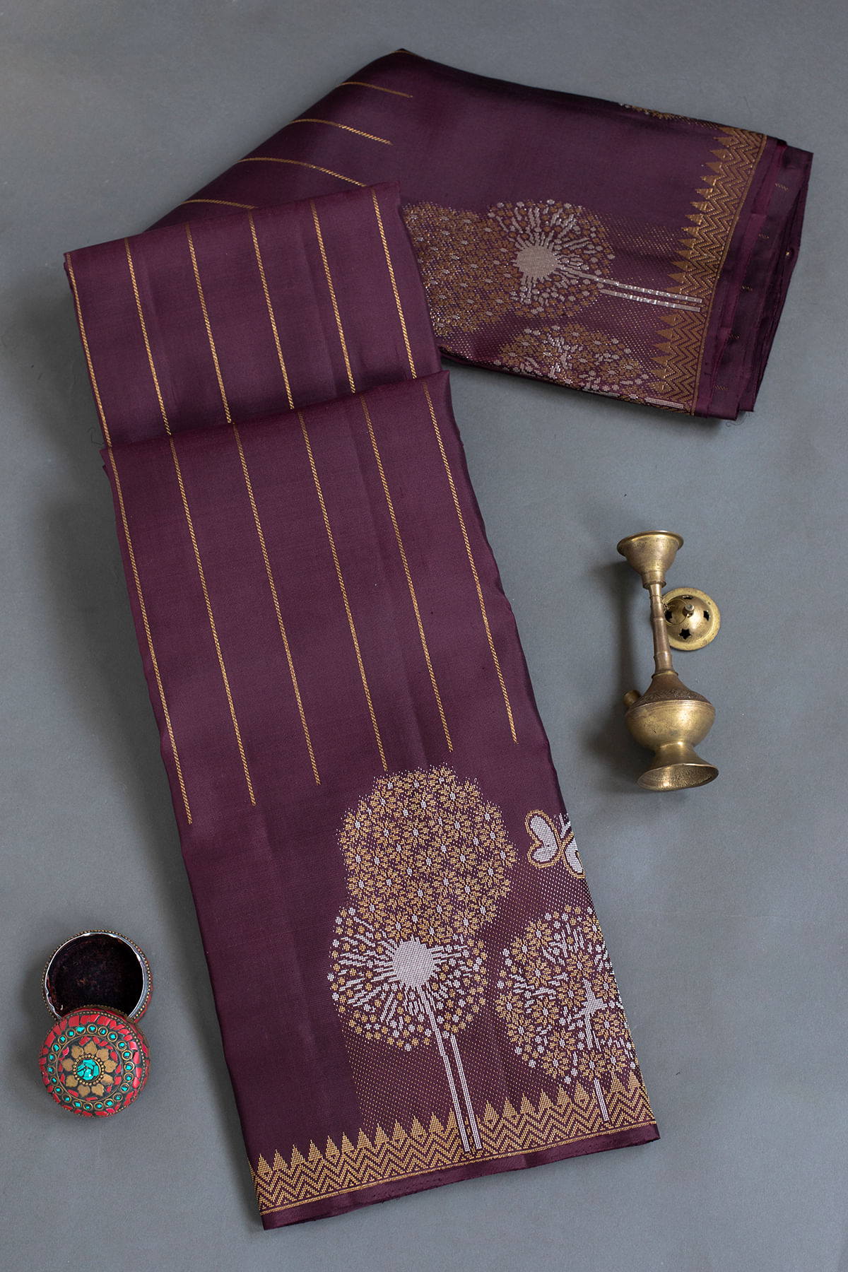Maroon Kanchipuram Silk Saree