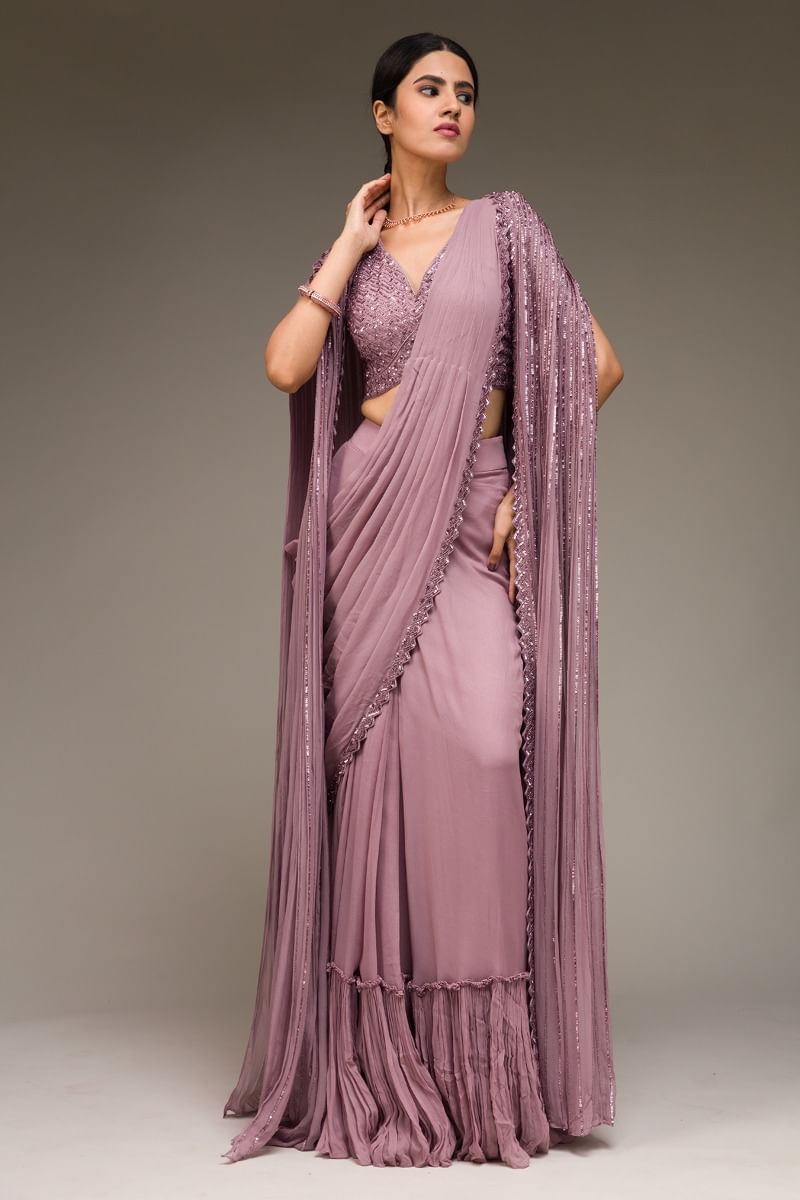 Purple Draped Saree