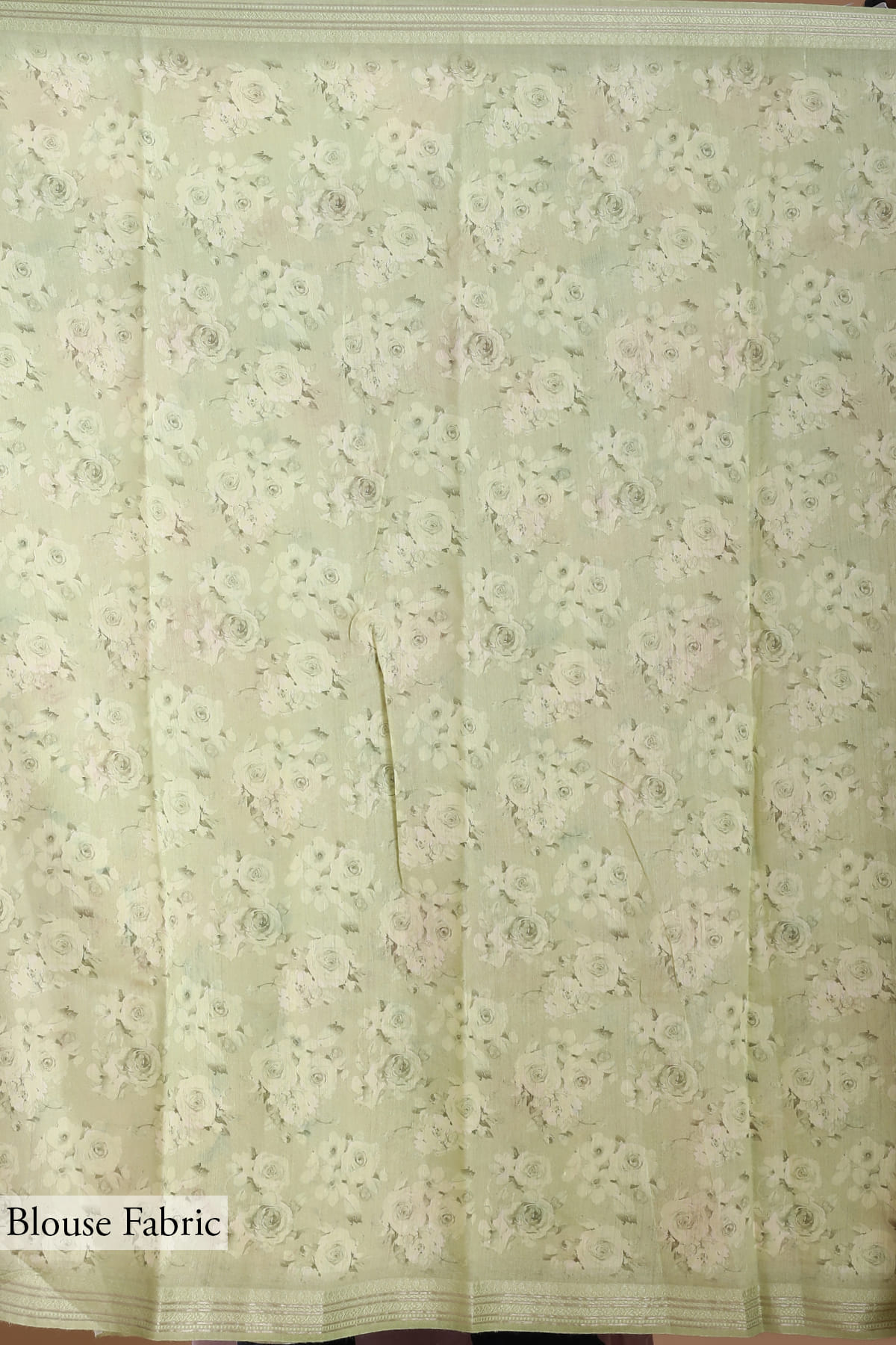 Buy Mellow Green Floral Printed Tussar Silk Saree With Unstitched Blouse  Online | Samyakk