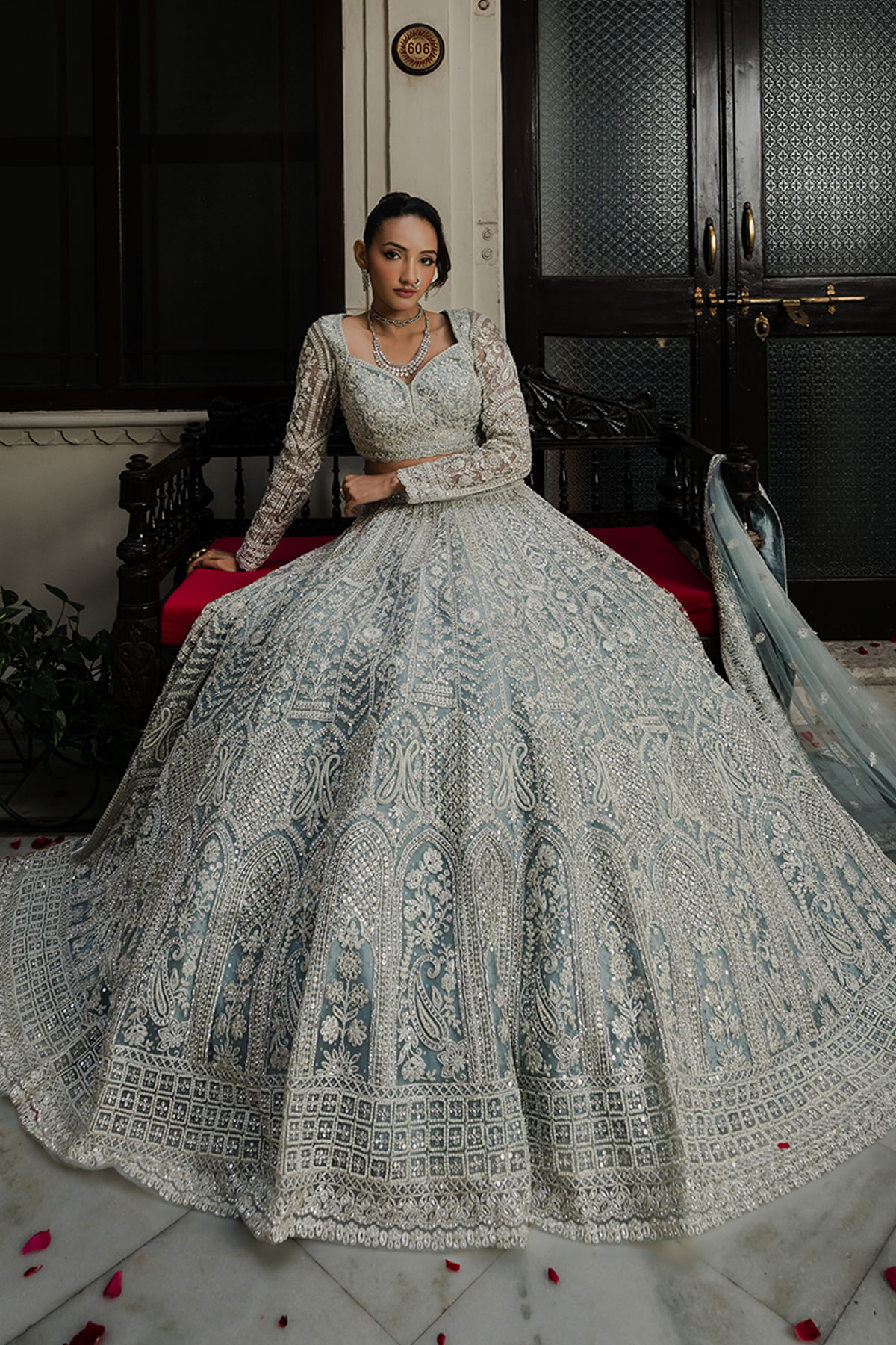 Blue Engagement Lehenga